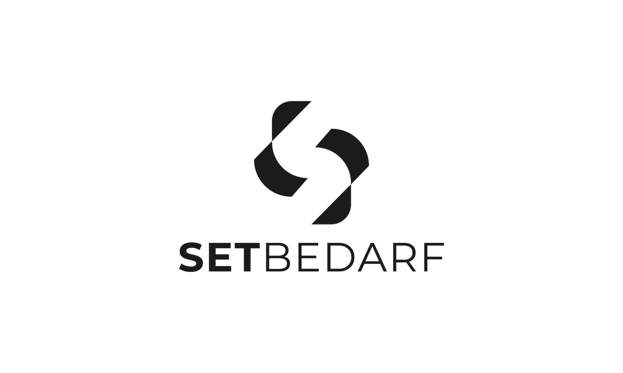 Black background with a logo and the text 'SETBEDARF' in grey.
