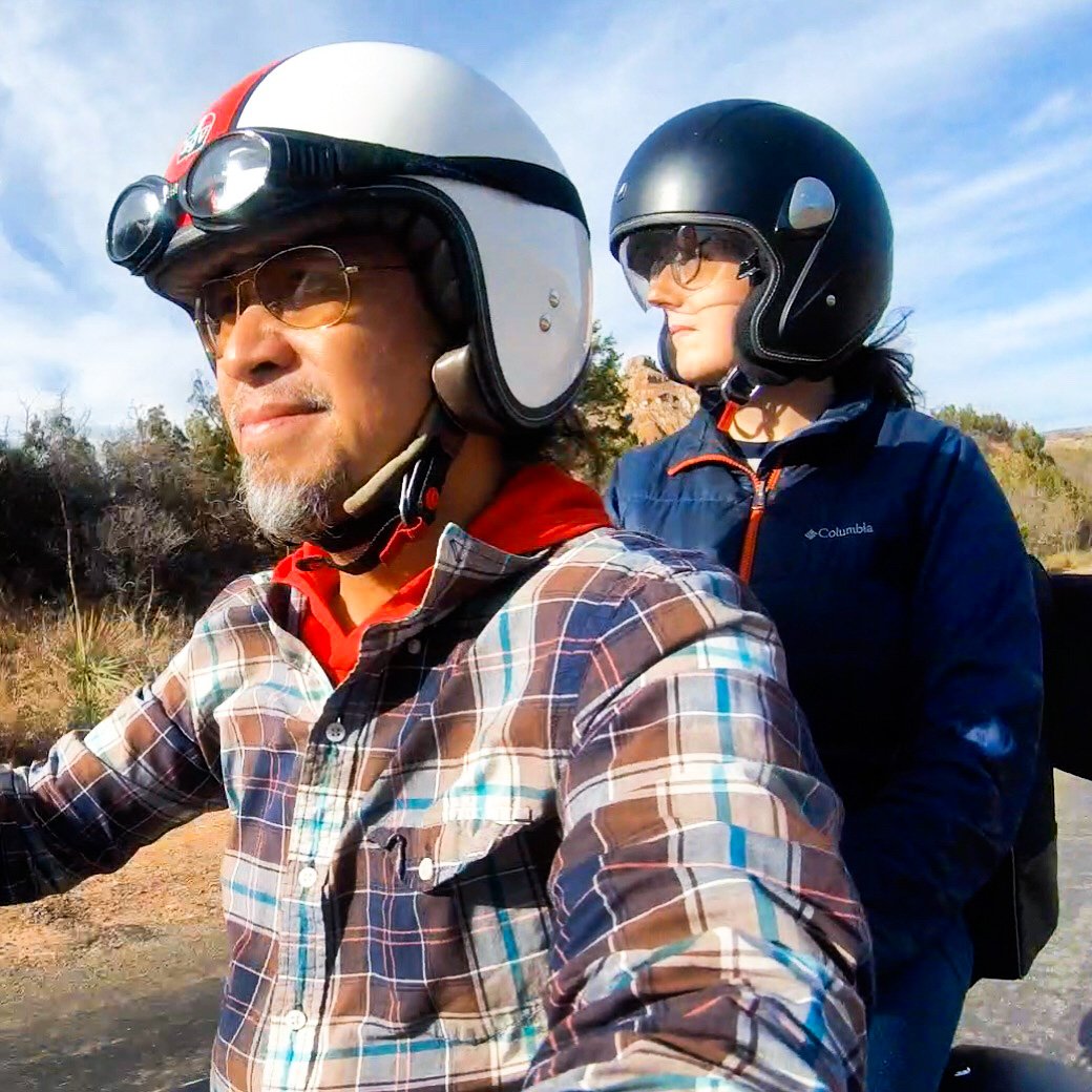 Erin and Allan Motocycle Riding Palo Duro Canyon.JPG