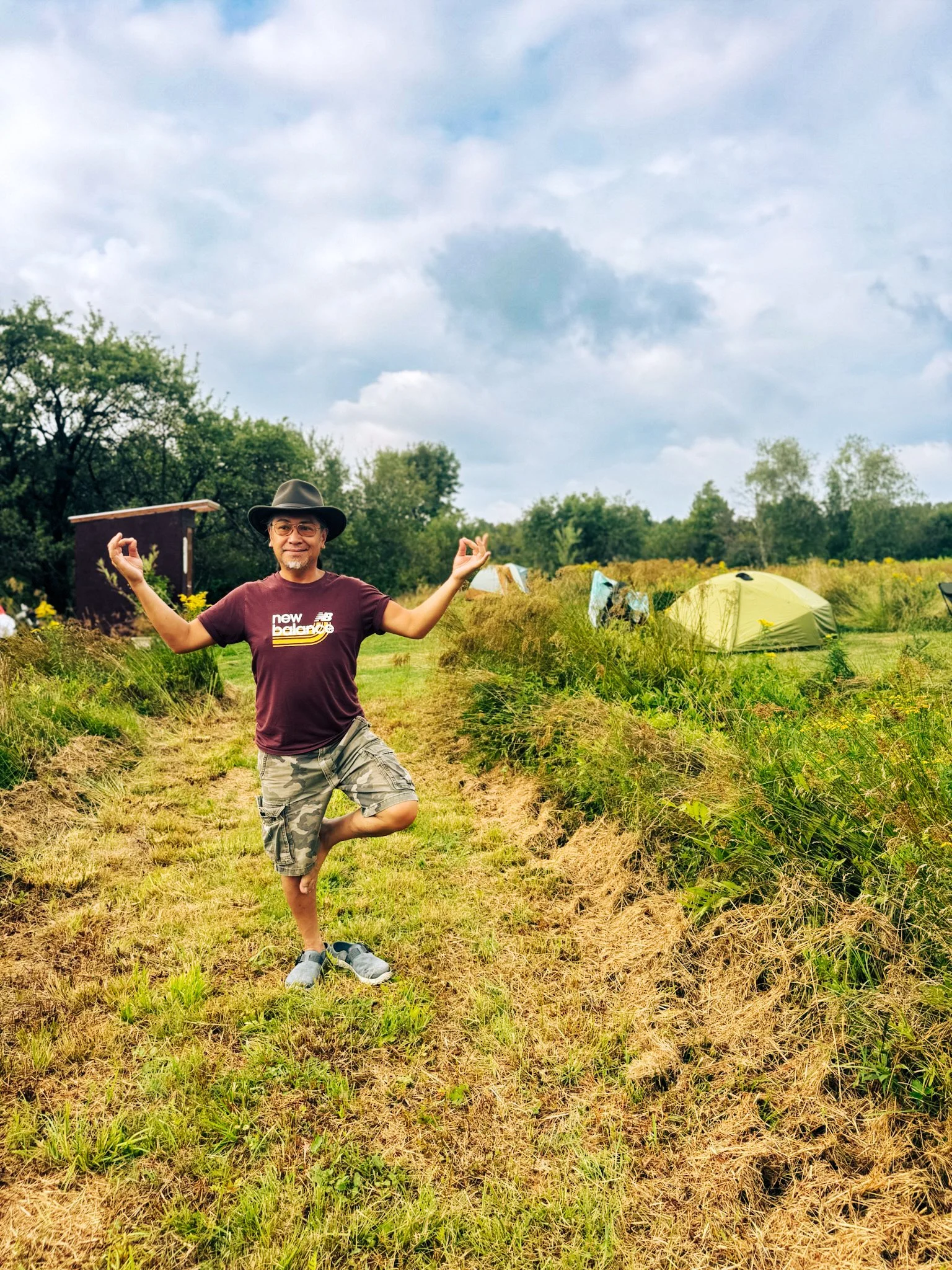 Allan with background of Tents and Motorcycles at Basecamp Brooklyn Estates SUmmer Grillin.JPG