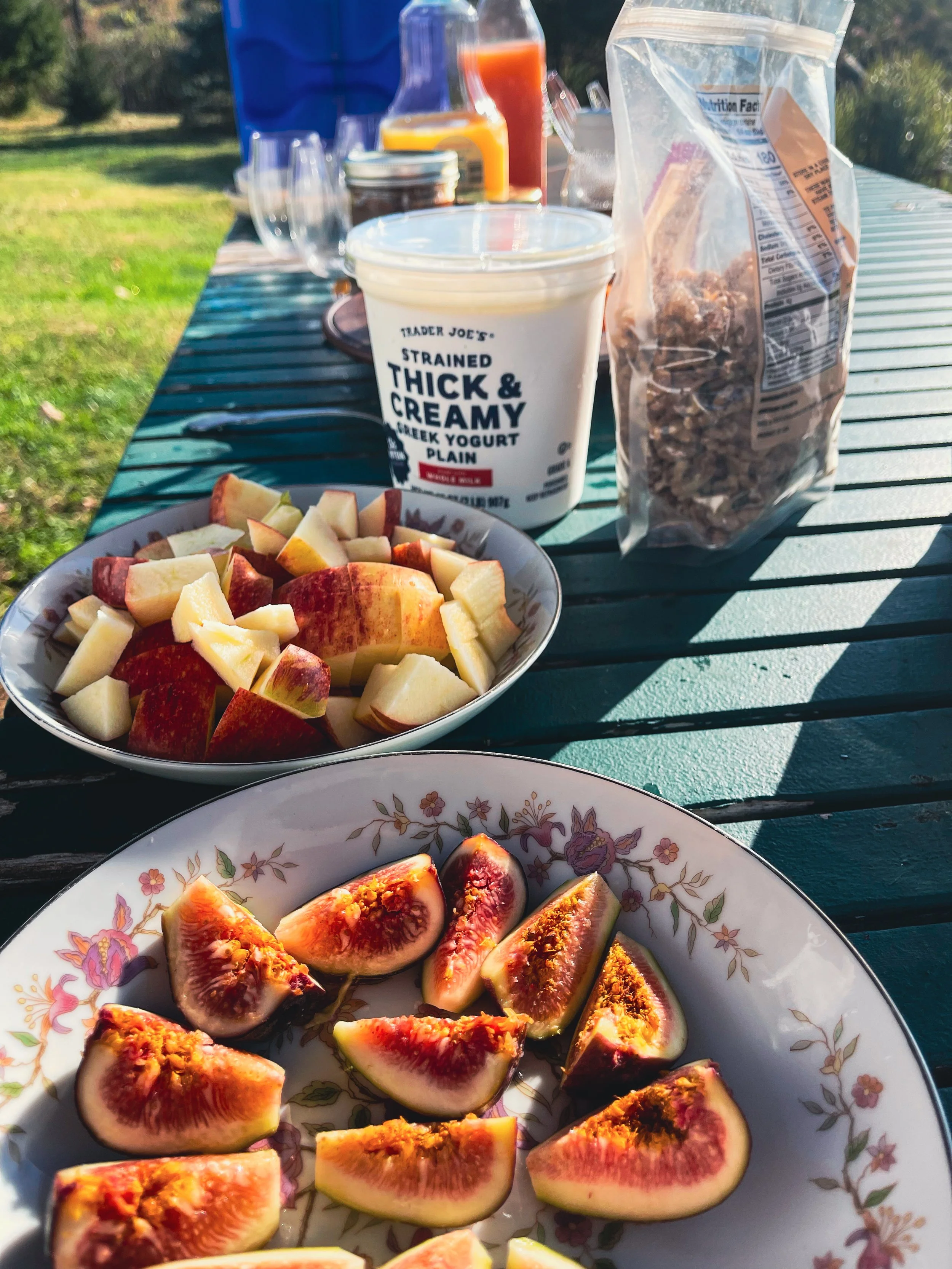 sunday morning breakfast with yogurt honey walnuts and fruit.JPG
