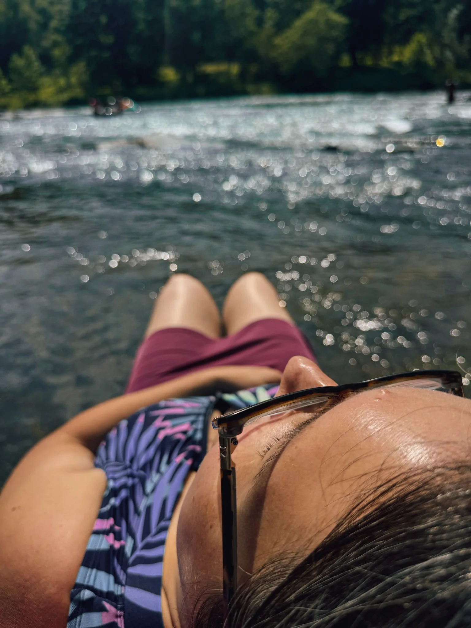 Erin relaxing on the delaware river.JPG