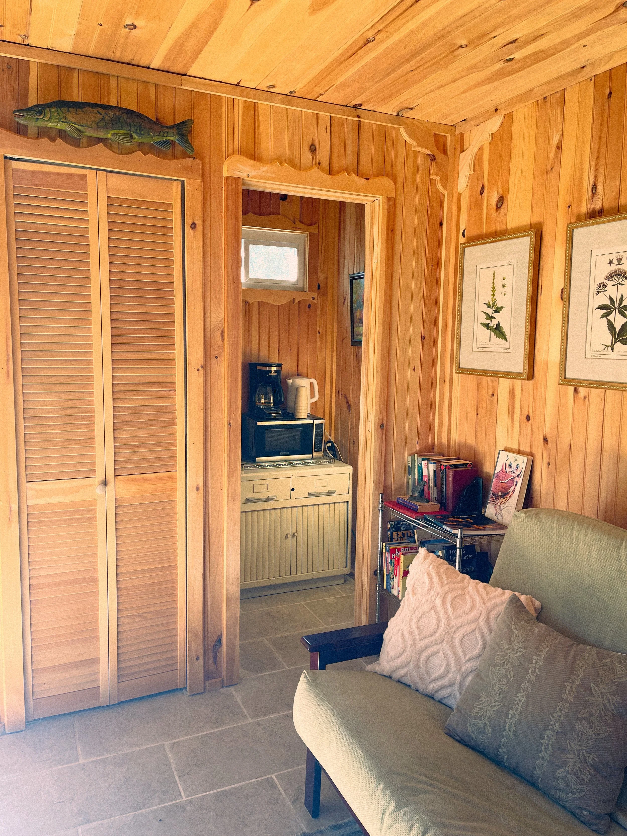Tiny House Cabin in Fall Updated DecorView into the kitchenette.JPG