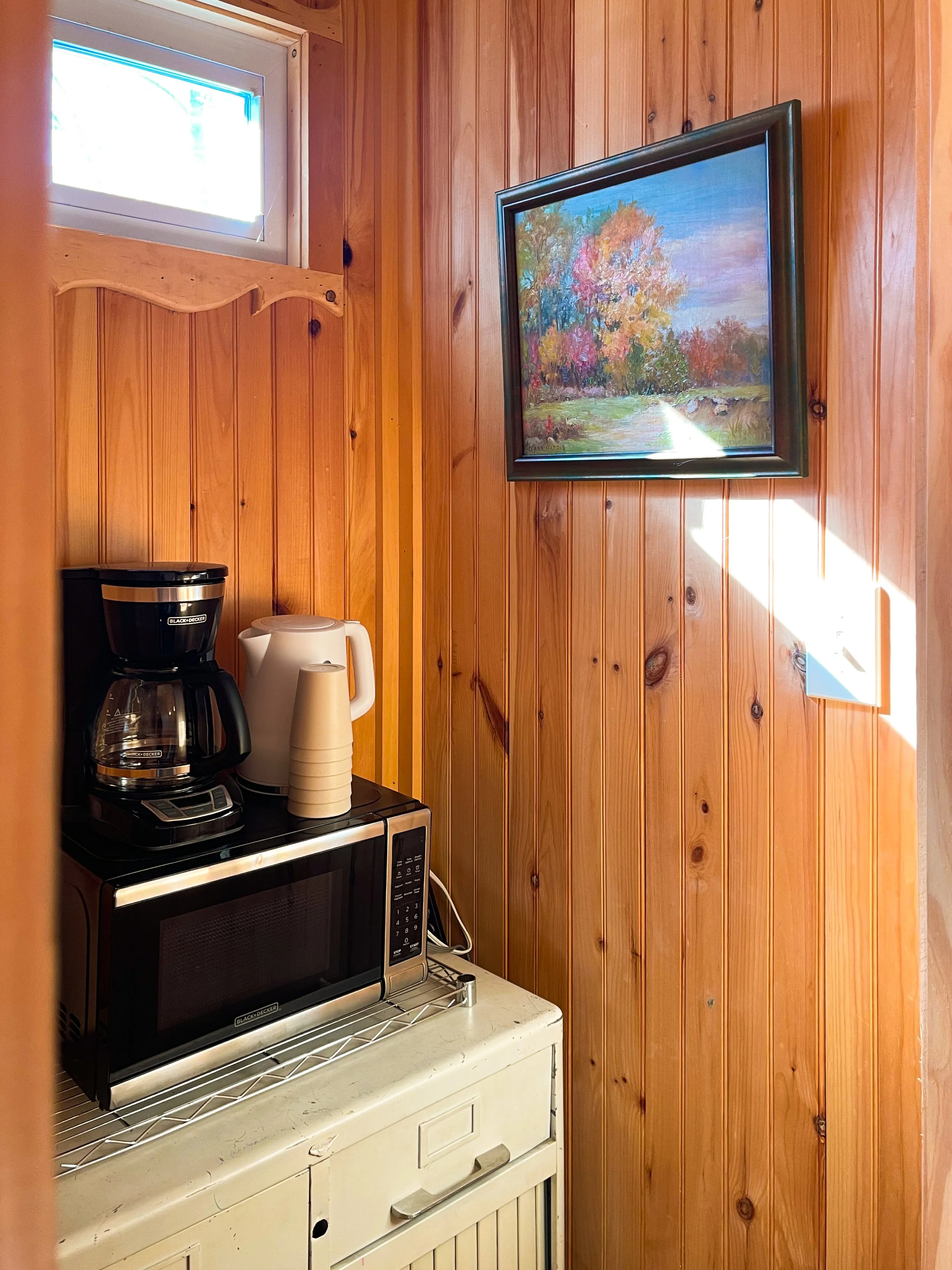 Kitchenette in the Tiny House Cabin in Fall UPdated Decor.JPG