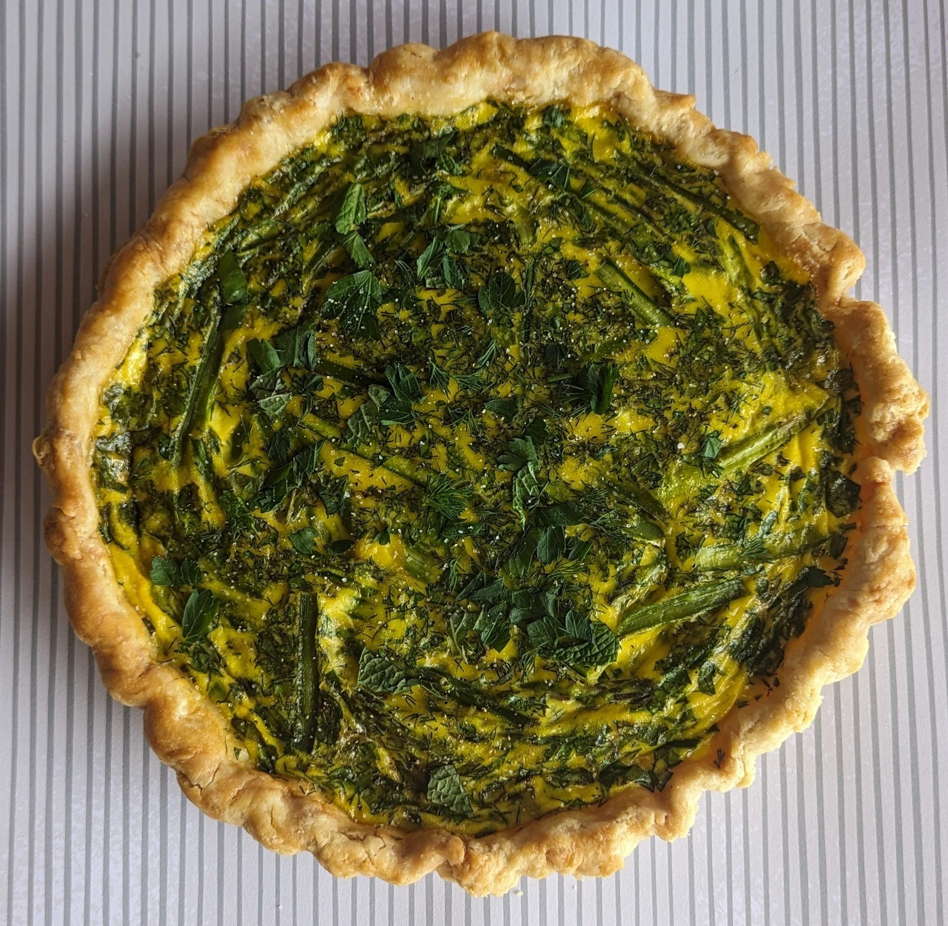 'Spring has Sprung' Asparagus, Feta and Mixed Herb Quiche BAKED, PICK UP ONLY, PLEASE GIVE 3 DAYS NOTICE
