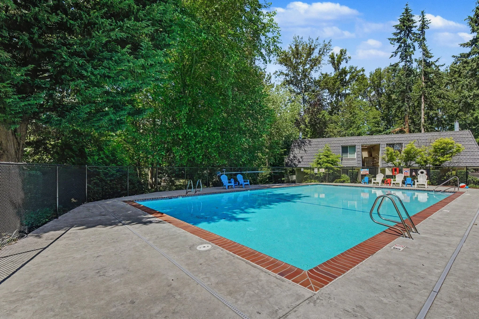 Fully fenced pool area and greenbelt