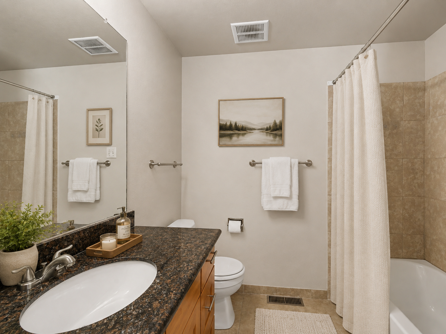 Primary bathroom view 2 staged virtually