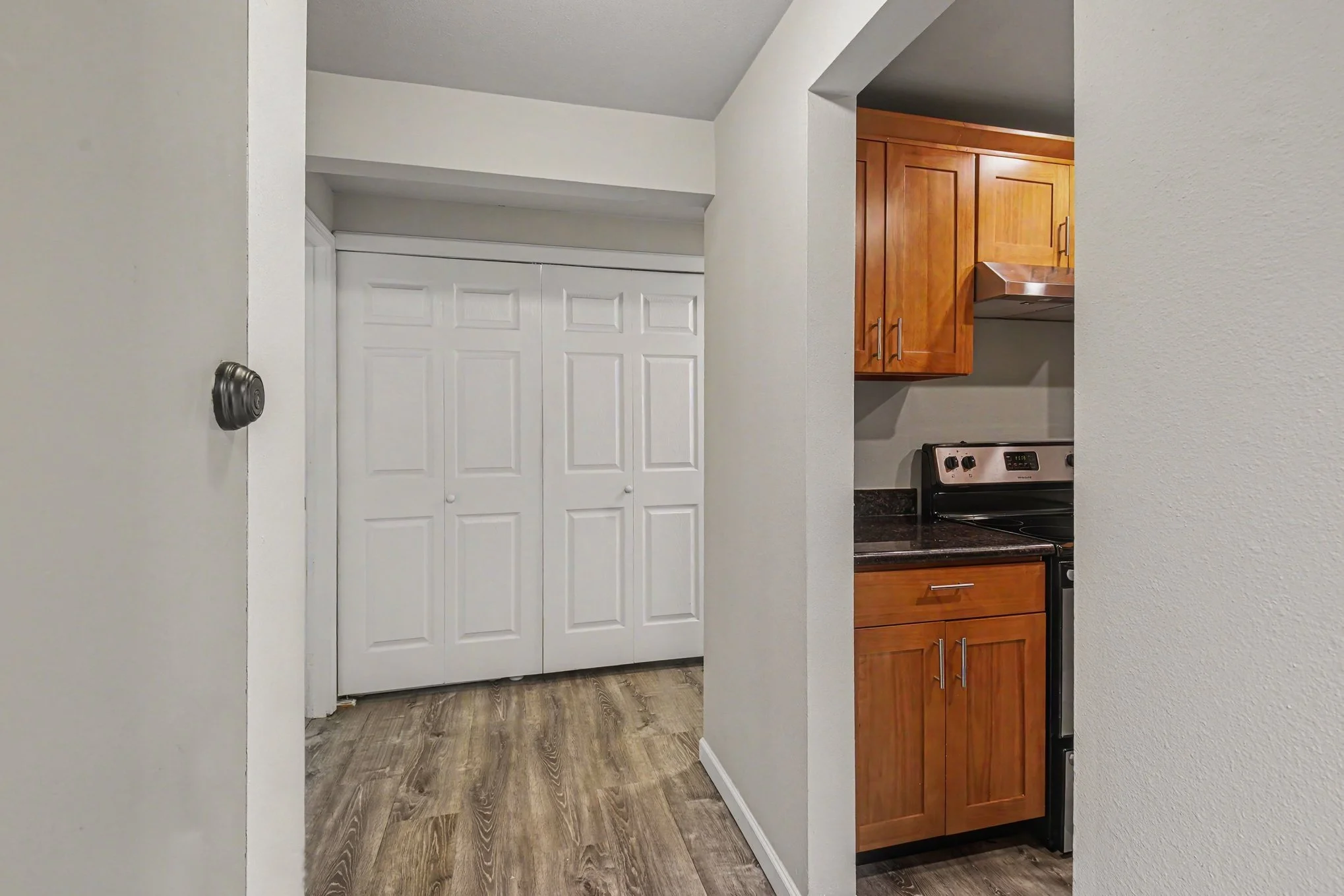Washer Dryer in Unit with doors closed