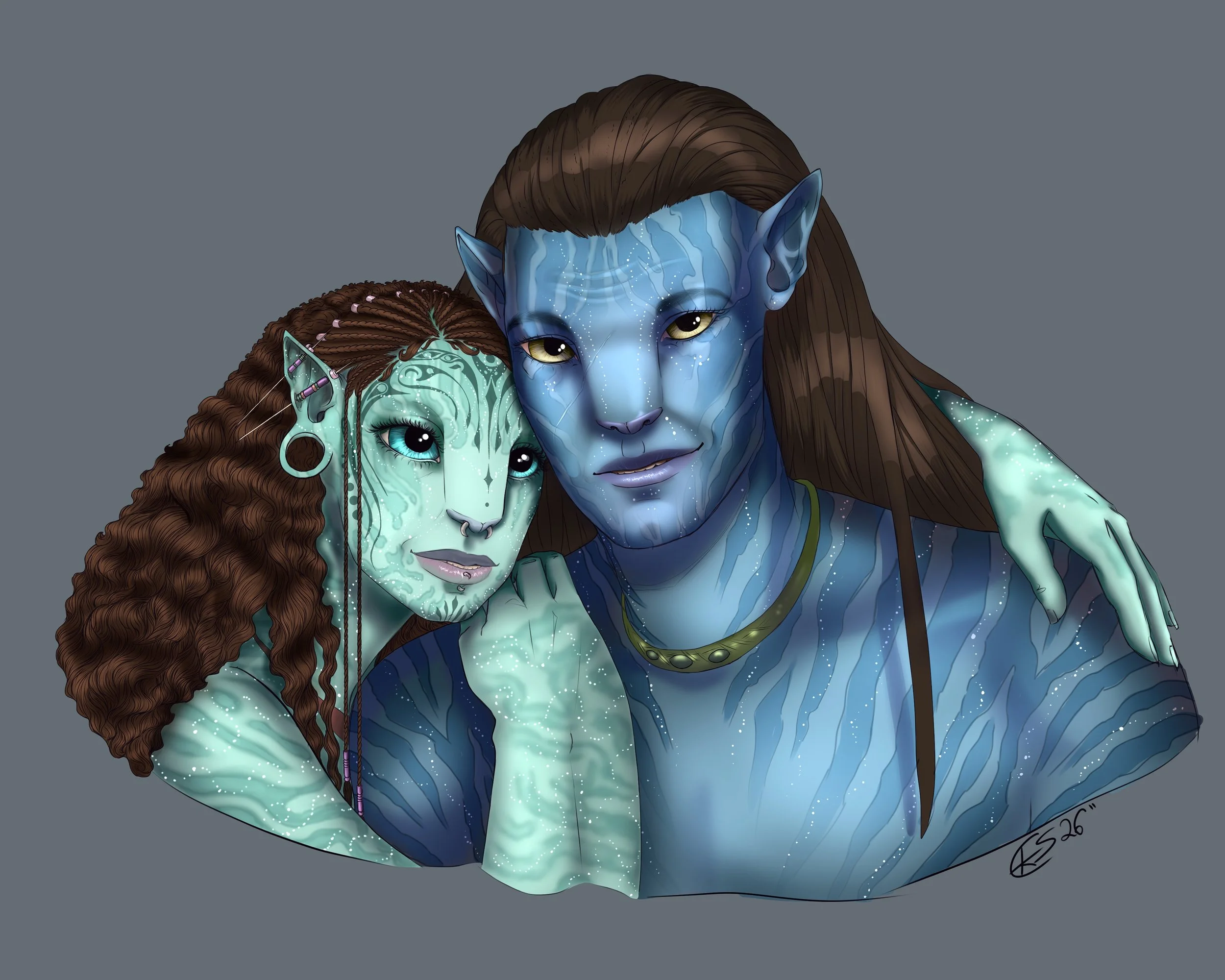 Commission of an Original character and Jake Sully (Avatar, Avatar The Way of Water, Avatar Fire and Ash). I own none of these characters.