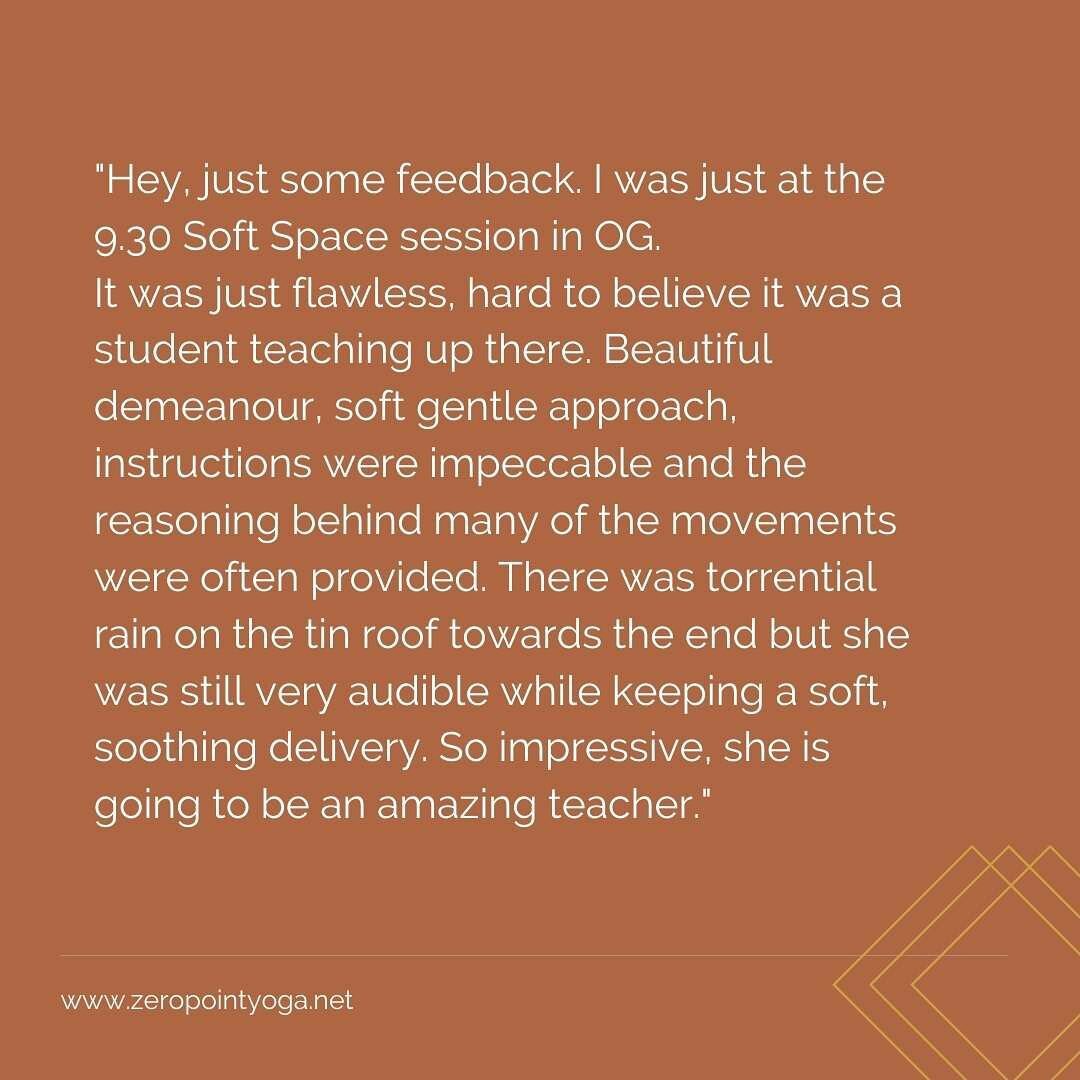How's this for feedback on her first class?! 🙌🏼

Our new graduate Leonie jumped up to teach this week and well, read on, the feedback speaks for itself.

We are immensely proud of our graduates and so excited for you to experience their teaching. 
