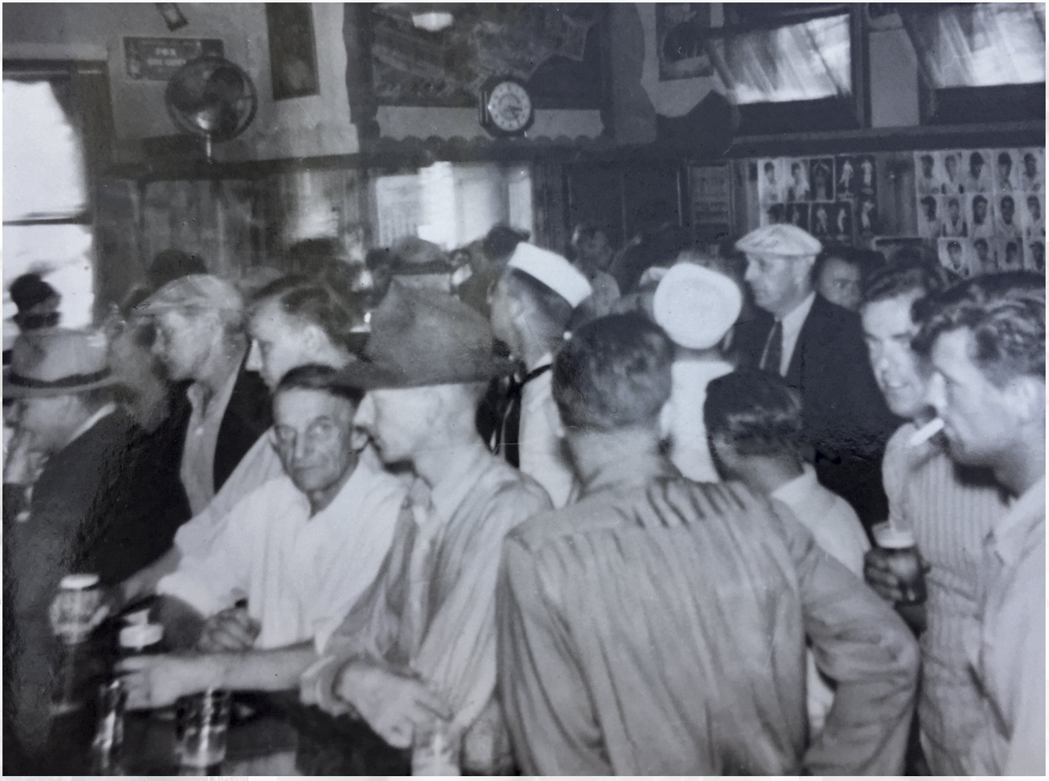 Bar scene inside Ernie's Bleachers after a Cubs game sometime in the early 1950s