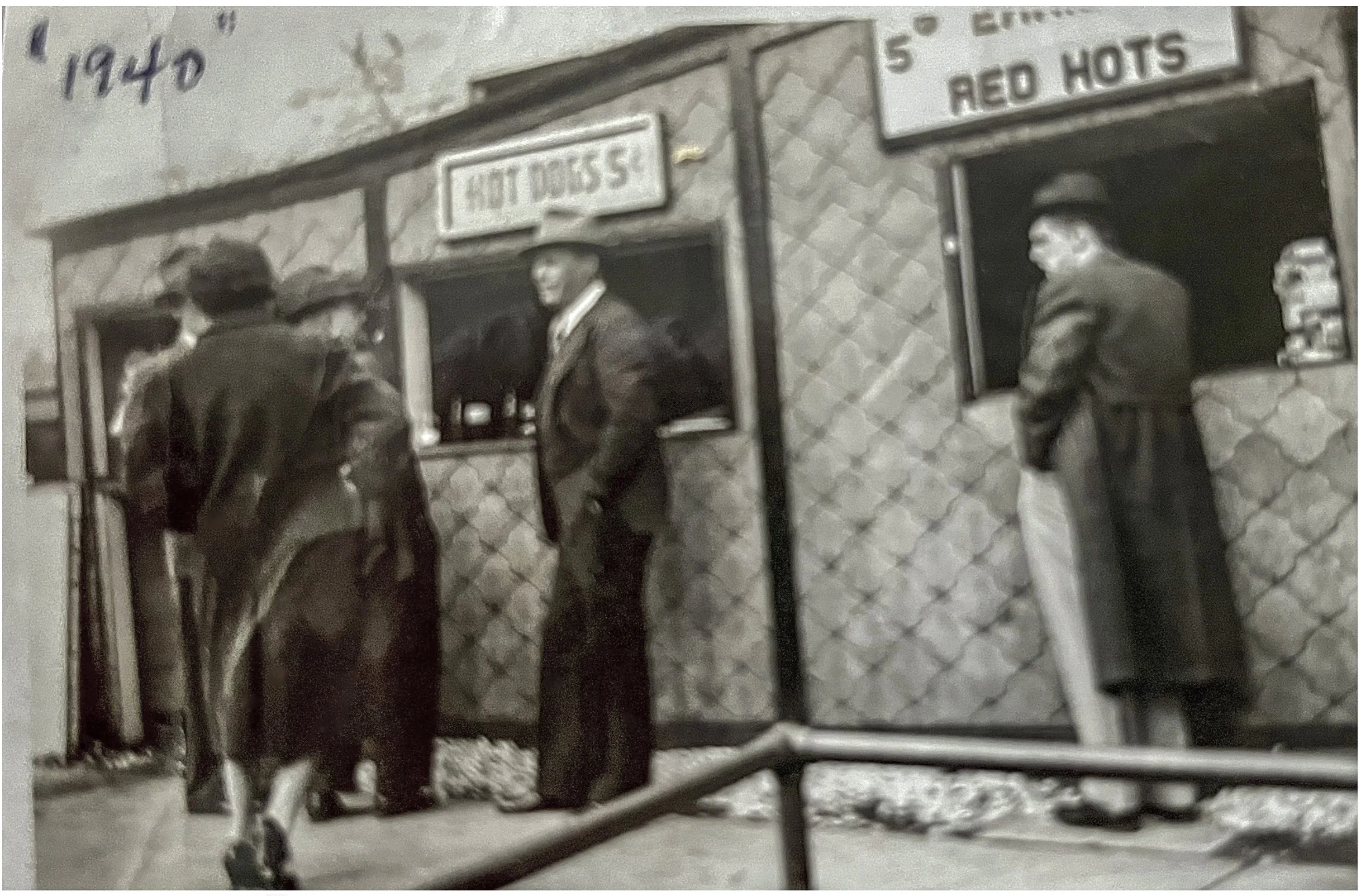 Ernie's Bleachers hot dog stand during a Chicago Bears game sometime in the 1930s.