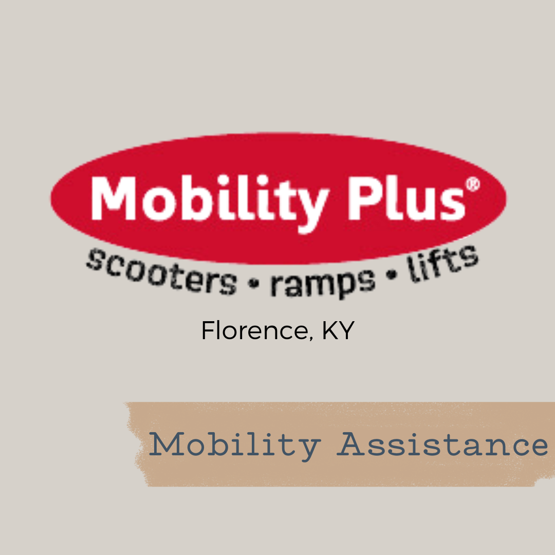 Logo for Mobility Plus, a mobility service offering scooters, ramps, and lifts, located in Florence, Kentucky.