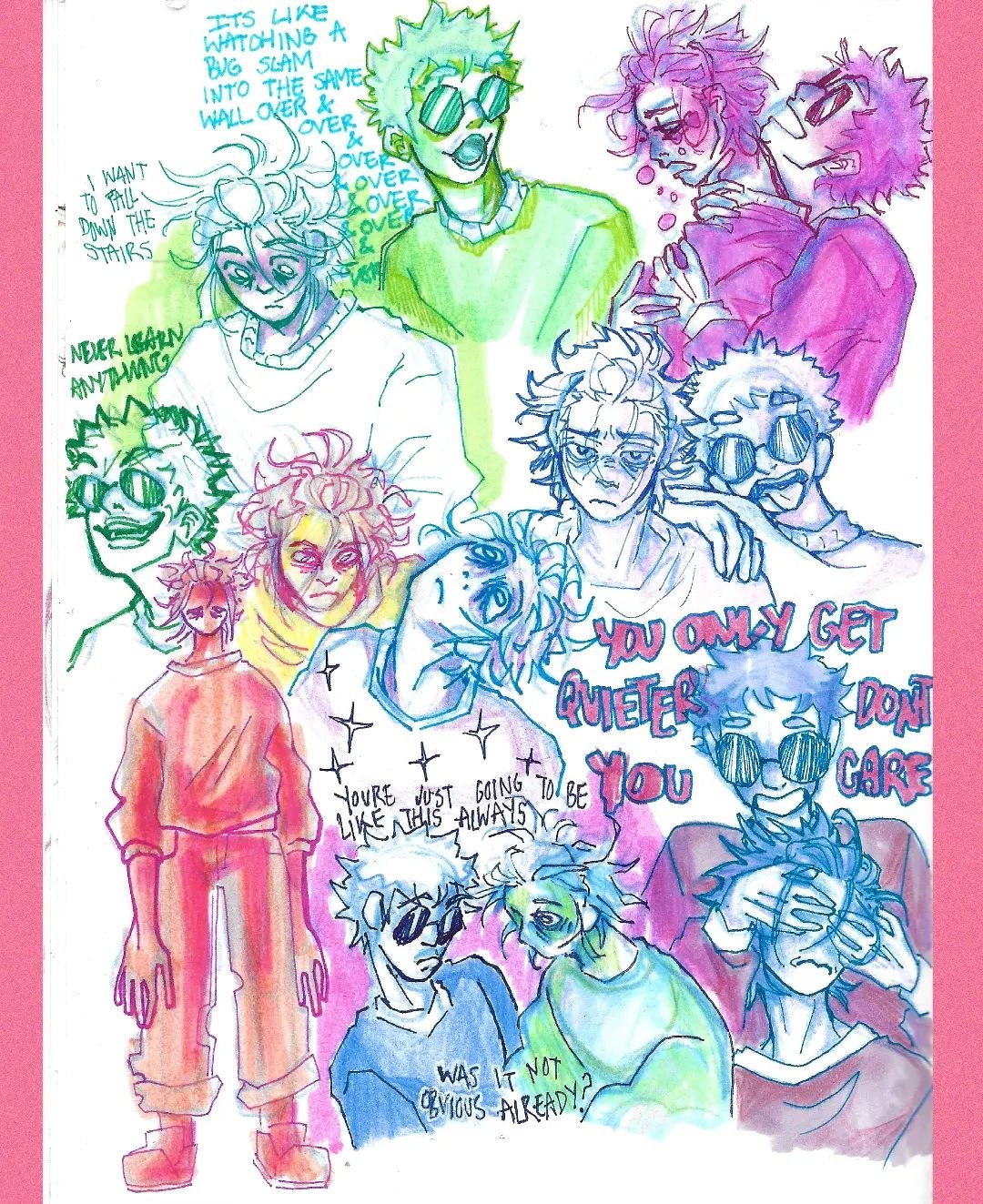 I love my sketchbook 
.
.
.
.
.
#sketchbook #illustration #artistsoninstagram #vent #ventart #acrylicpaint #marker #coloredpencil #mentalillness #sketch #oc #comics