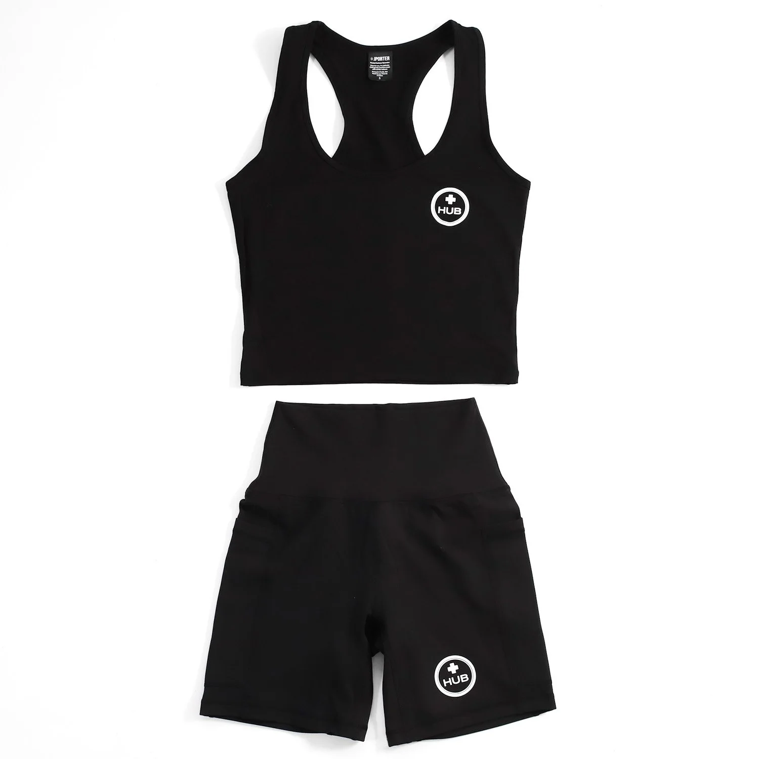 Custom printed crop top pocket shorts logos JPorter apparel Perth