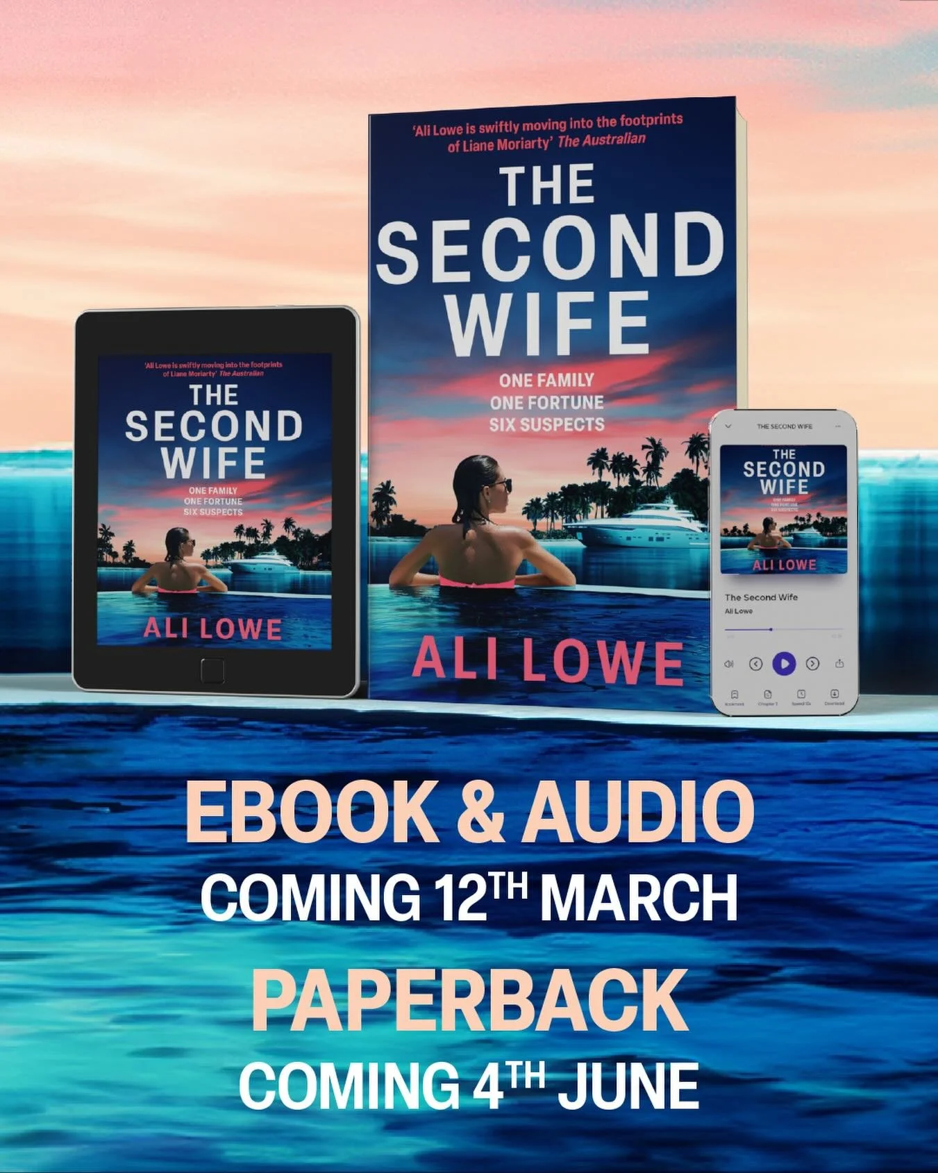 This is a bit of a thrill(er) - my UK cover for The Second Wife. I love the neon vibe of this cover and the watery blue. Looks totally murderous, no?
The Second Wife is on sale in the UK on ebook and audio on March 12, and in paperback on June 4 🚢  