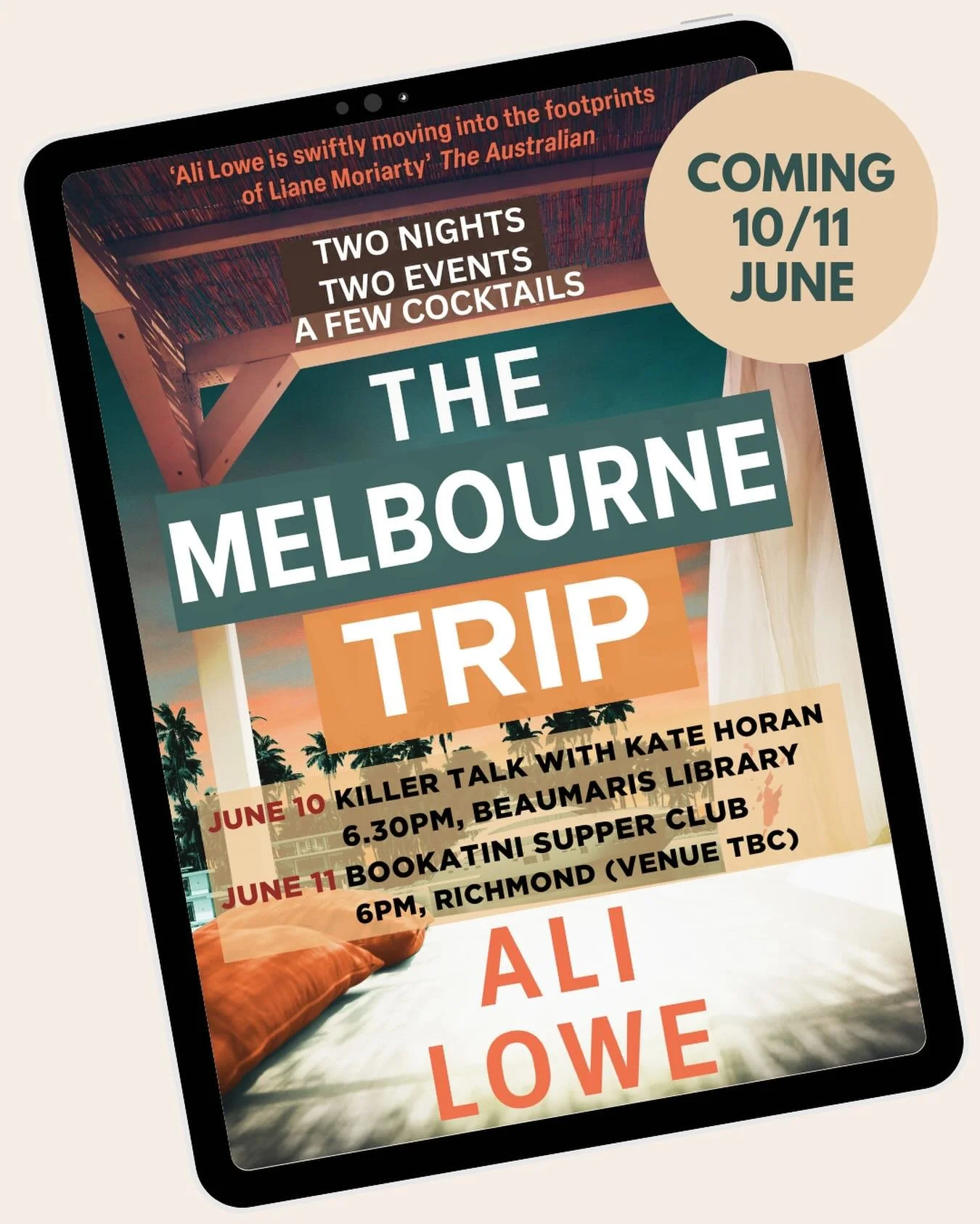 Melbourne, I&rsquo;m delighted to say I&rsquo;ll be visiting you! My pal @kate_horan_author and I will heading down south on Wednesday June 10th for a joint event at Beaumaris Library hosted by the lovely Helen Farch. Then on Thursday June 11th, I&rs