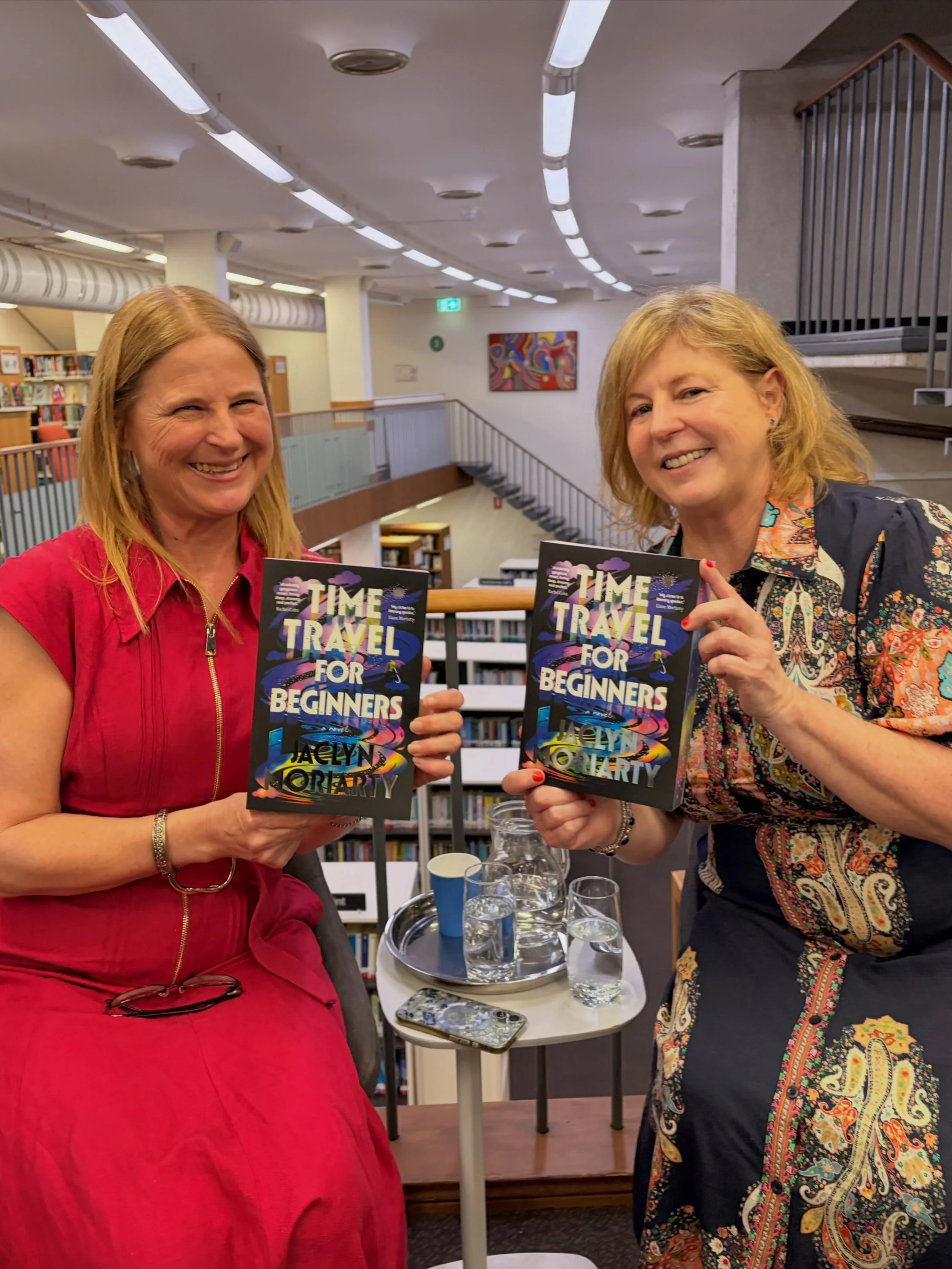 What&rsquo;s better than one fabulous Moriarty sister? TWO fabulous Moriarty sisters! 
It was a joy to listen to @jaclynmoriarty being interviewed by her big sister @lianemoriarty_official about her new book Time Travel For Beginners at Stanton Libra