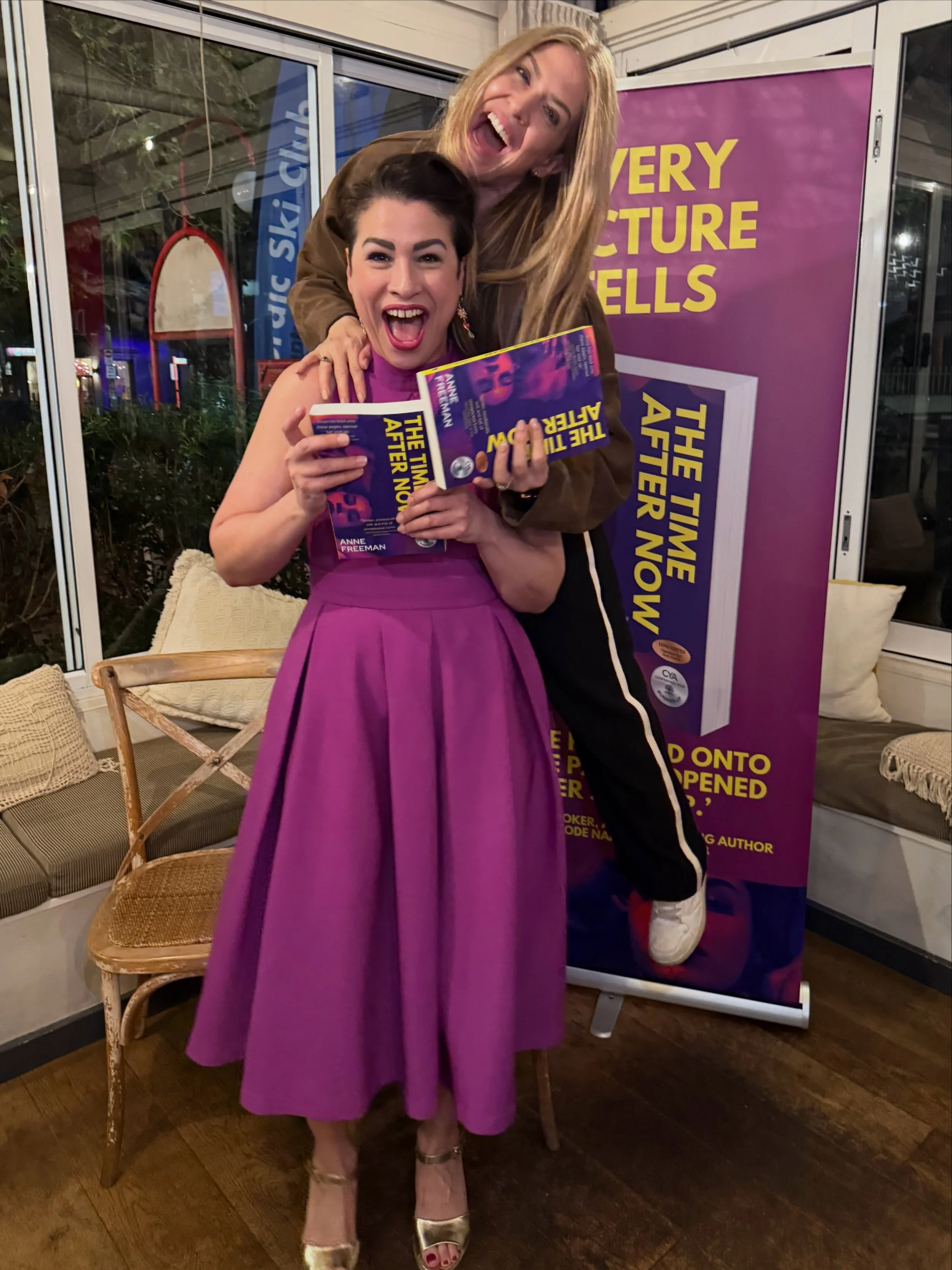 Celebrating the wonderful human that is @annefreemanwrites at the Sydney launch of her book The Time After Now.
Anne (if you don&rsquo;t already know), is VERY funny, genuine, generous and supportive, and it fills my bucket whenever I see her. 
The T