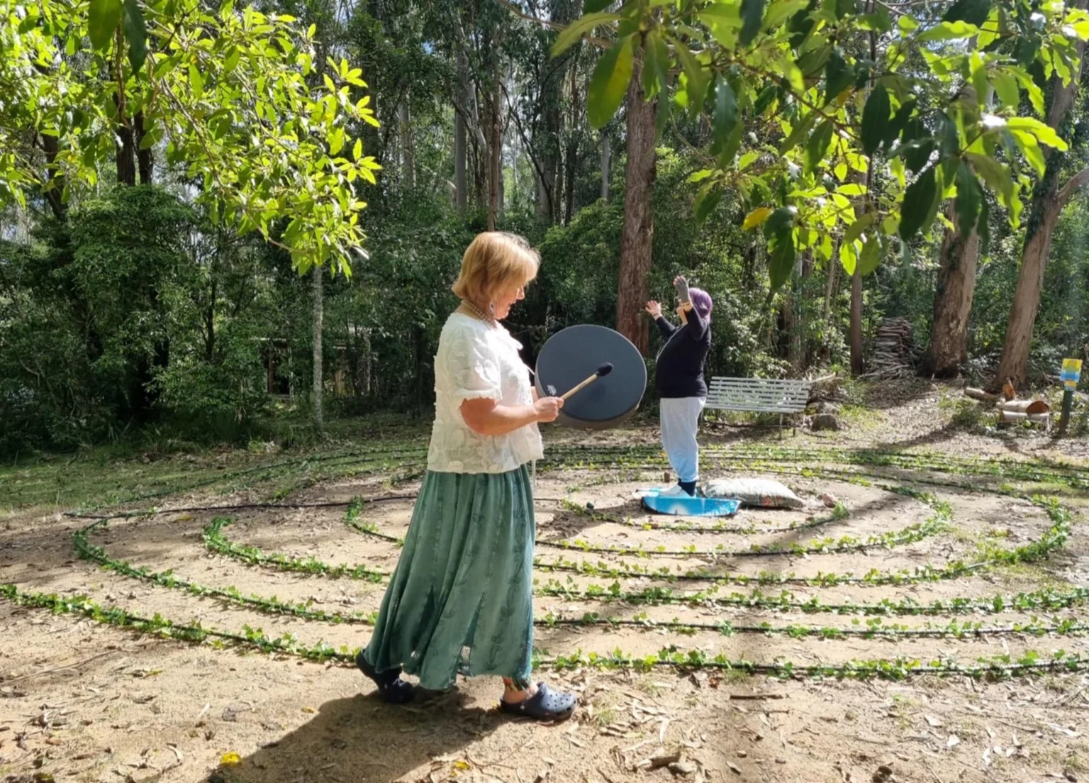 Penny-maree & Lynn in the Labyrinth | At our Art ad Wellness Retreat 2025
