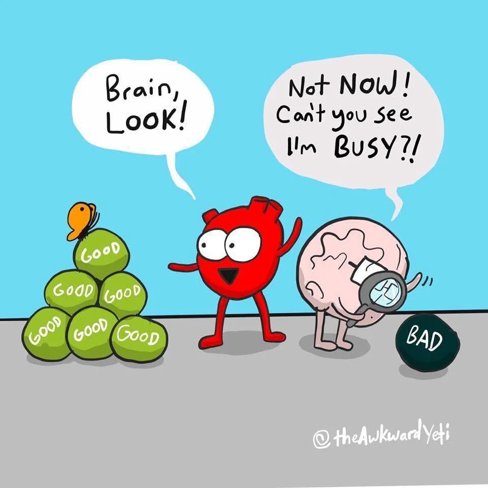 Our minds are programmed to look for the negative in a situation. It&rsquo;s useful for survival but not so useful for happiness. You have to actively look for things to appreciate, otherwise our brain will be drawn to the negative by default. 
If yo