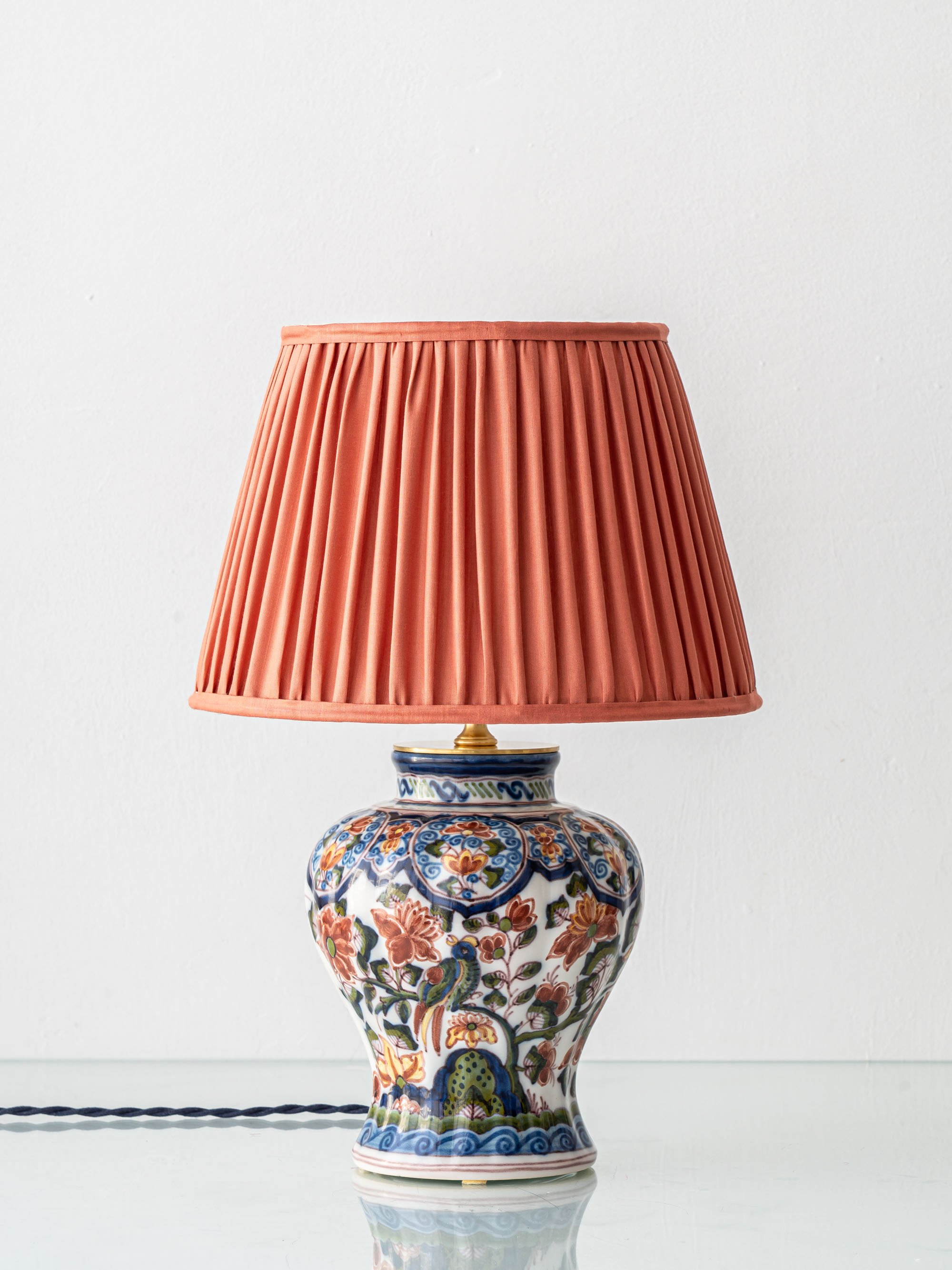 Makkum Vintage Delft Polychrome Chinoiserie Ceramic Table Lamp — Mirjam