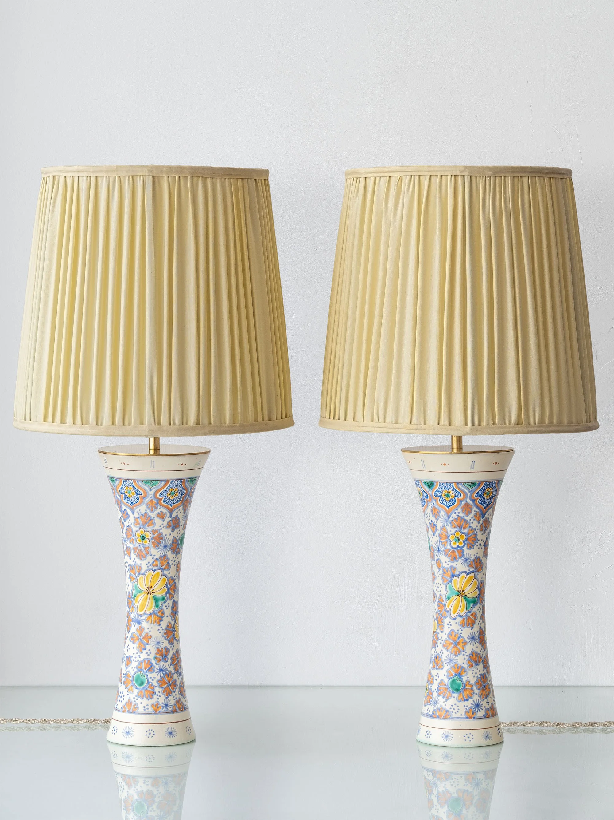 Dutch Gouda PZH Art Deco Antique Ceramic Table Lamp Pair — Nizza
