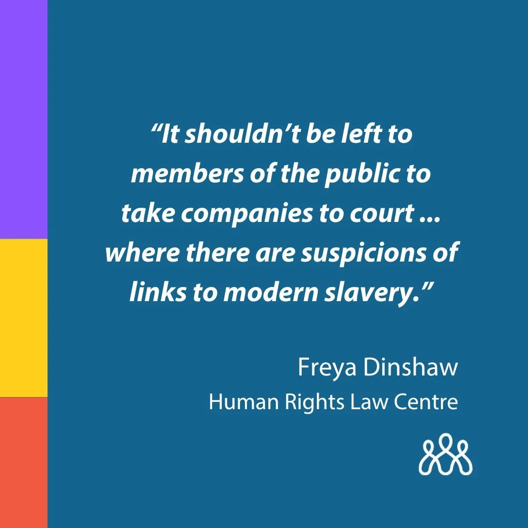 🧵 Modern slavery is closer than you think.⁠
⁠
Kmart&rsquo;s supplier list includes factories allegedly linked to Uyghur forced labour. Now, a Federal Court case is demanding transparency &mdash; to show that the company hasn&rsquo;t profited from sl