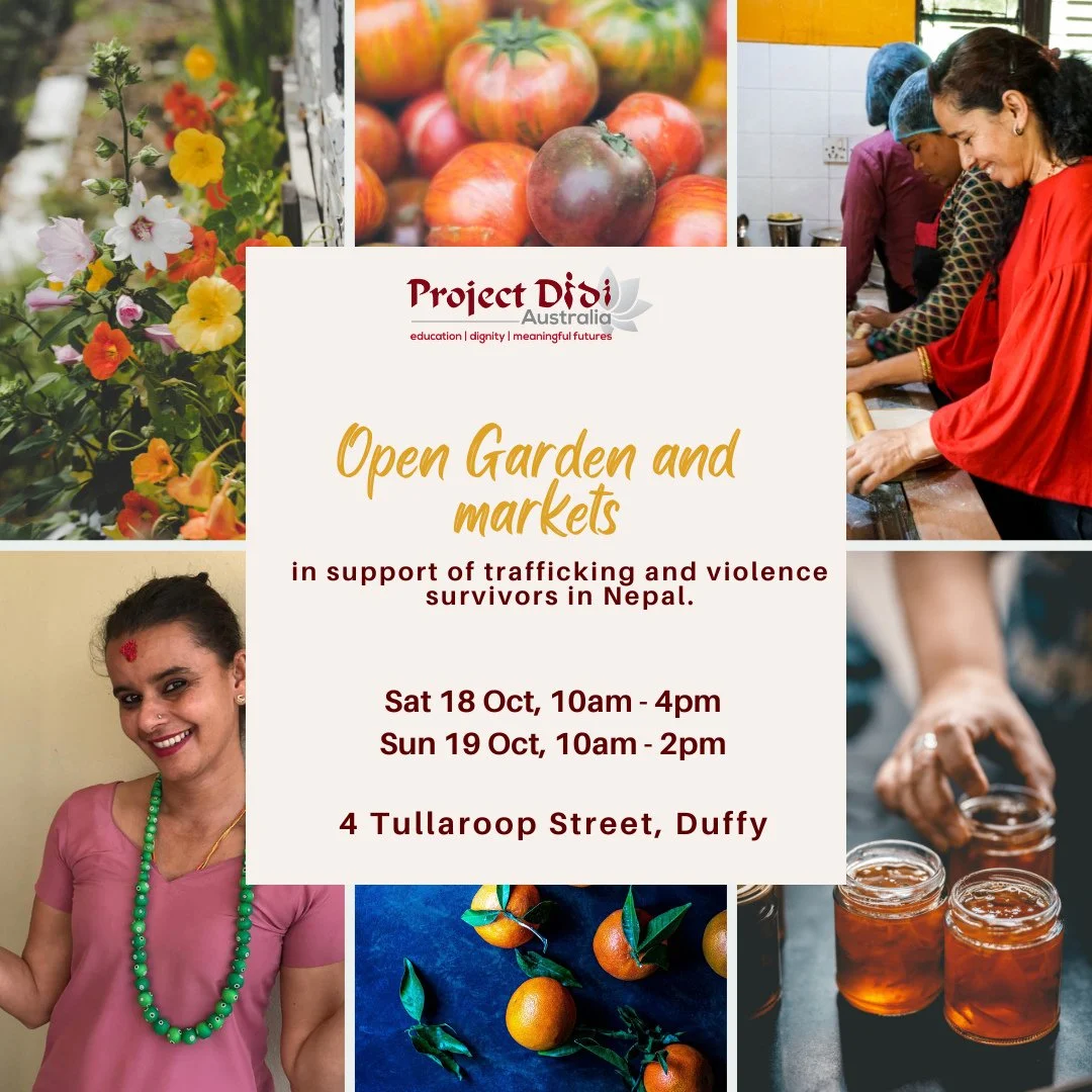 Plans for the weekend? Our coalition members, @ProjectDidiAus are hosting an Open Garden and Market in Canberra, with proceeds going to their work empowering survivors of trafficking and violence in #Nepal. ⁠
⁠
🌿Beautiful #nativegarden⁠
🍰 Delicious
