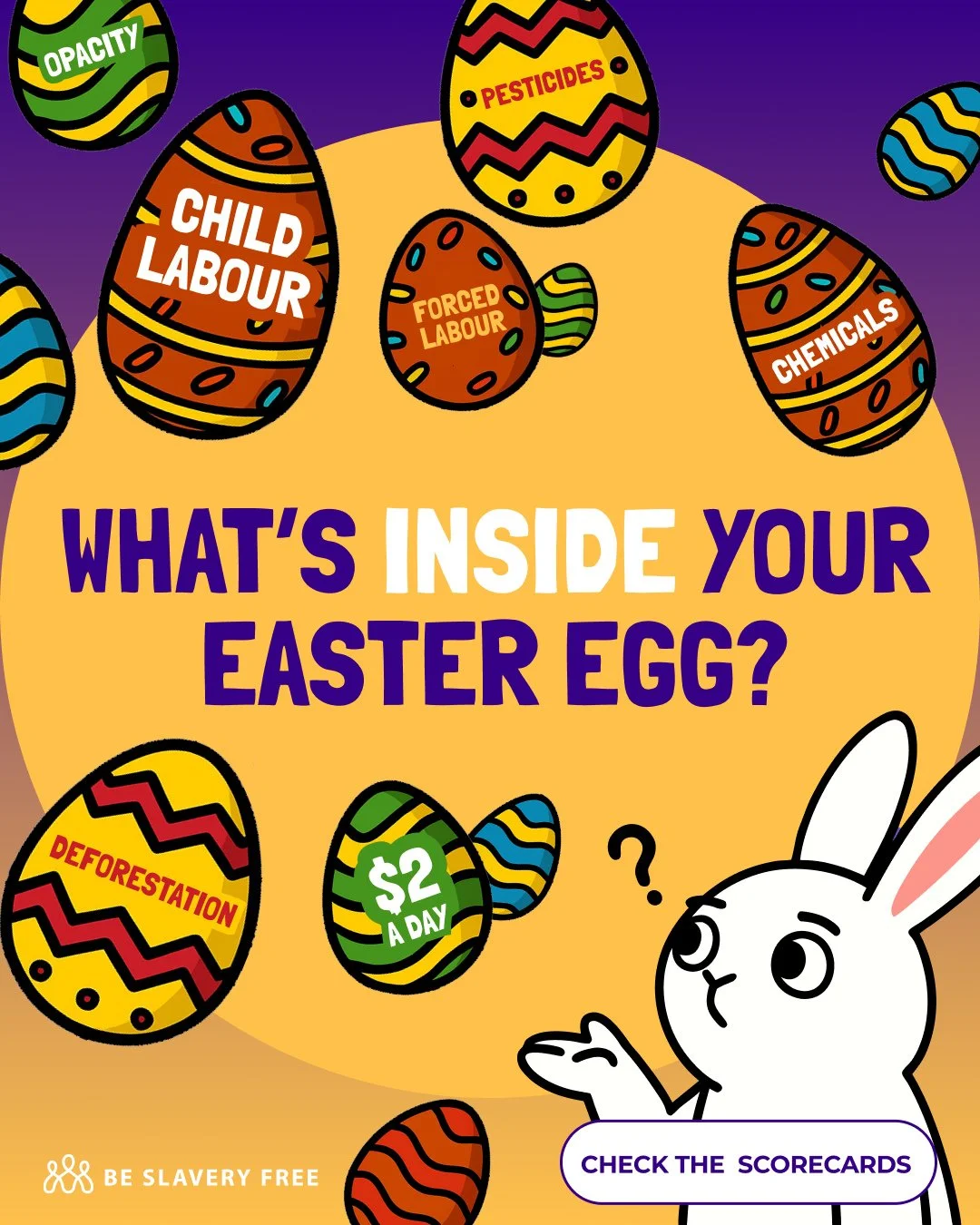 Australians will spend $710 million on Easter chocolate this year.⁠
⁠
But behind many of those eggs is a different story:⁠
⁠
❌ Children working in cocoa production⁠
❌ Farmers earning less than $2 a day⁠
❌ Rainforests cleared for cocoa⁠
⁠
🌍 The world