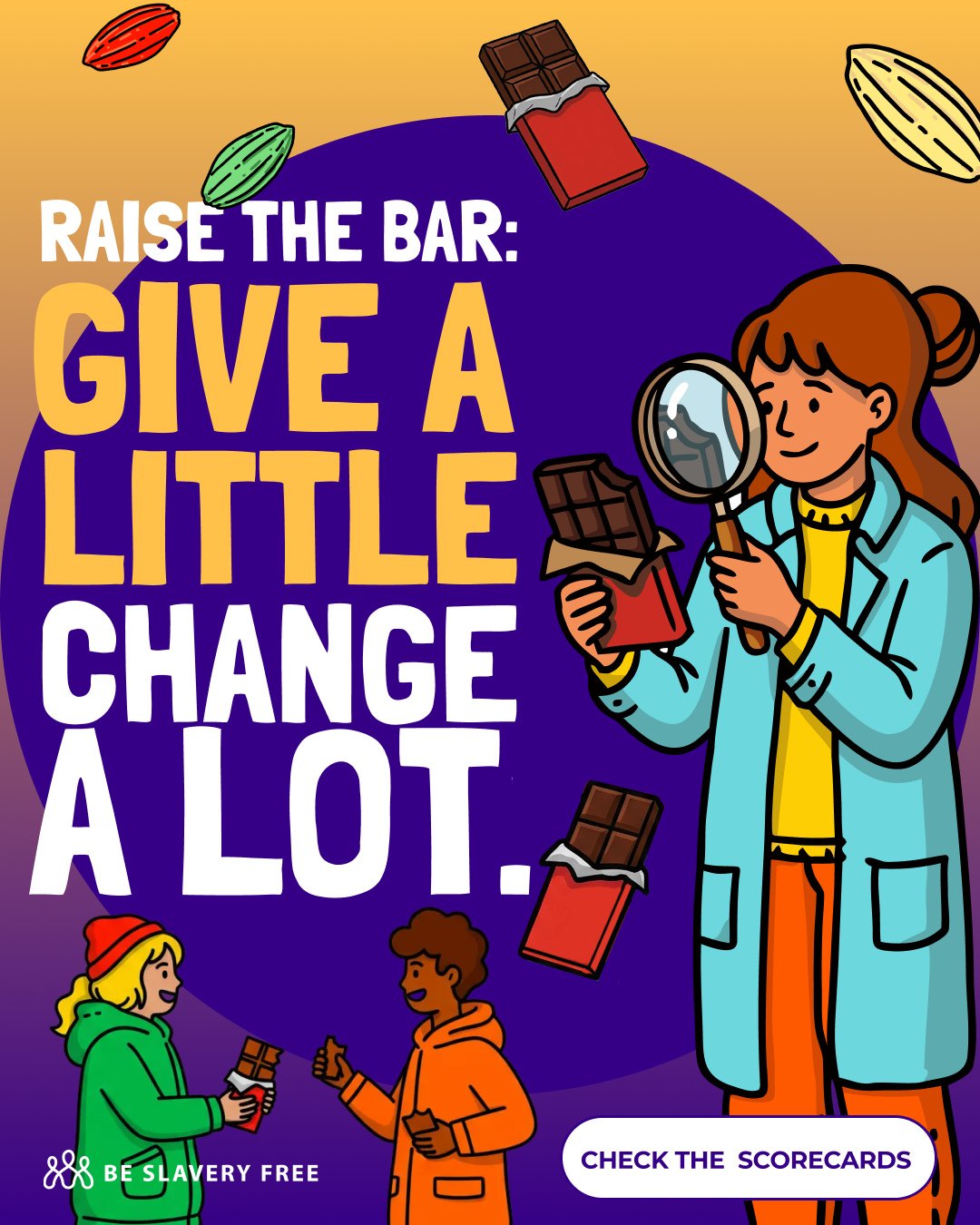 Chocolate is one of life&rsquo;s simple joys.⁠
⁠
But behind the sweetness, many cocoa farmers still aren&rsquo;t earning a living income.⁠
⁠
Be Slavery Free is working to change that &mdash; through the Chocolate Scorecard, our campaigns for fairer s