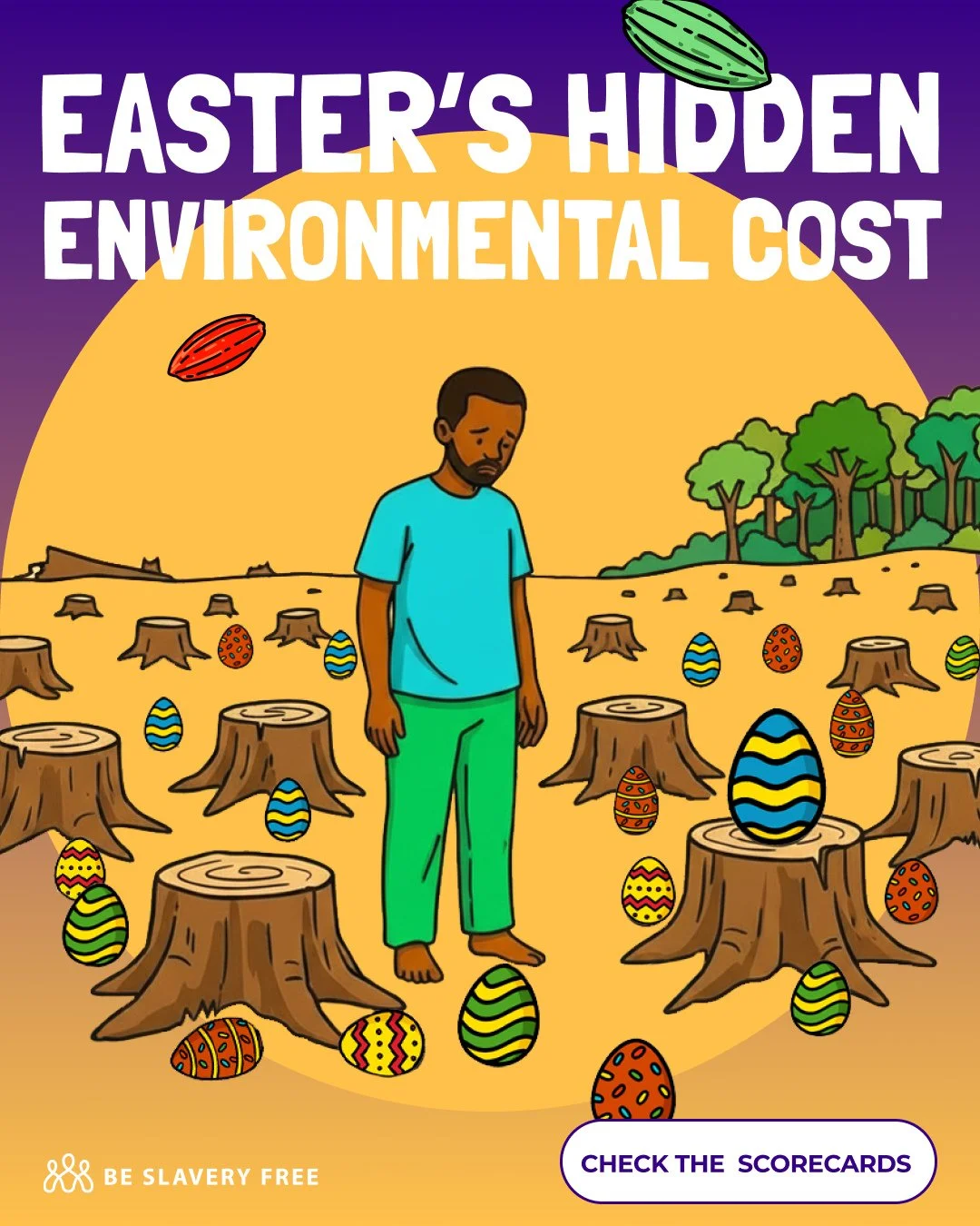 Chocolate&rsquo;s main ingredient is cocoa, a fruit that has driven deforestation in nearly every major producing country.⁠
⁠
Cocoa farming is linked to:⁠
❌ Loss of rainforest and wildlife⁠
❌ Soil exhaustion and declining yields⁠
❌ Expansion into pro