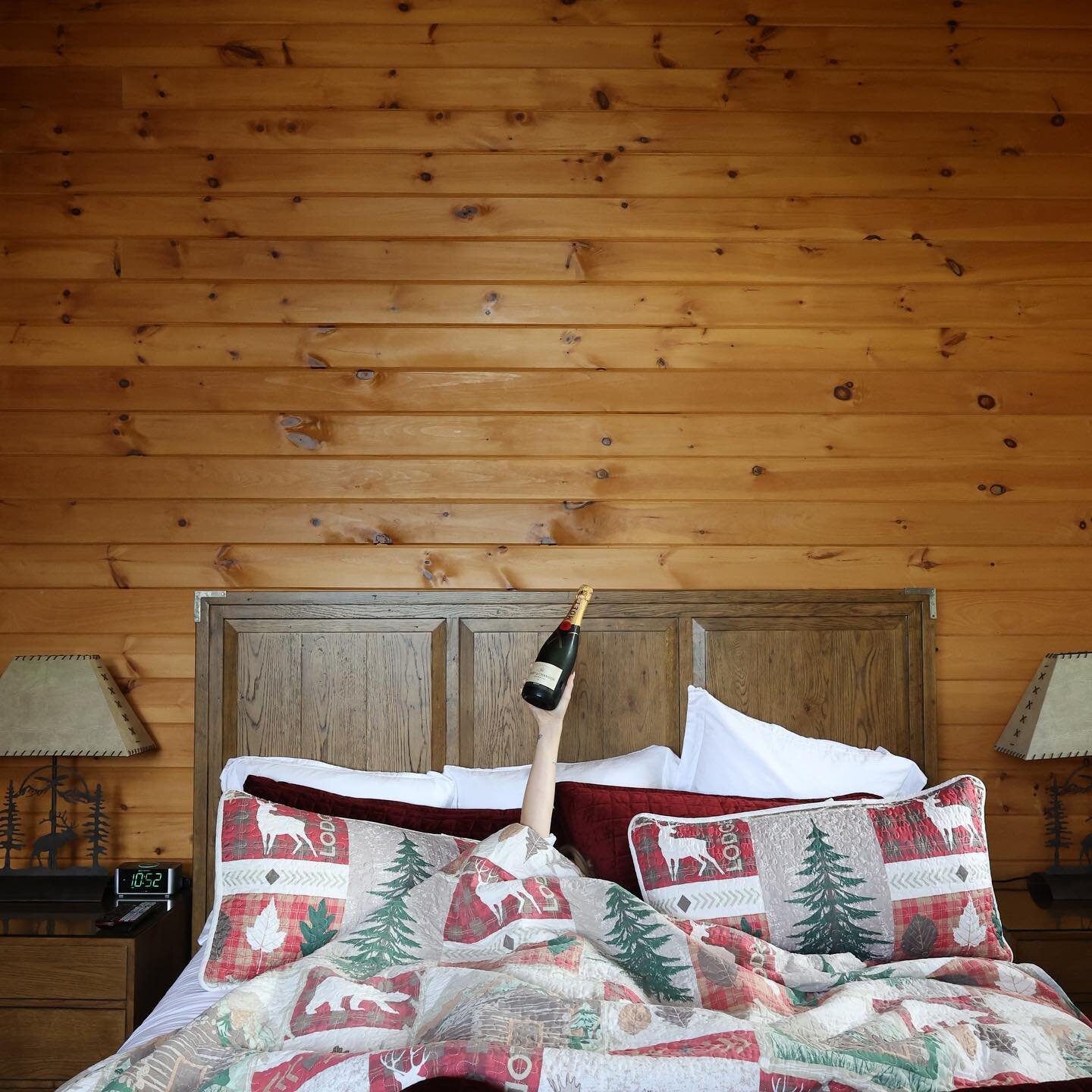 Let&rsquo;s stay in bed&hellip;🍾

Ready to reserve your spot at the lodge? luxebearlodge.com