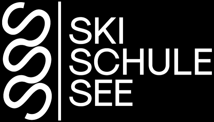 Logo der Skischule See mit schwarzem Hintergrund und weißen Text, der den Namen der Skischule zeigt.