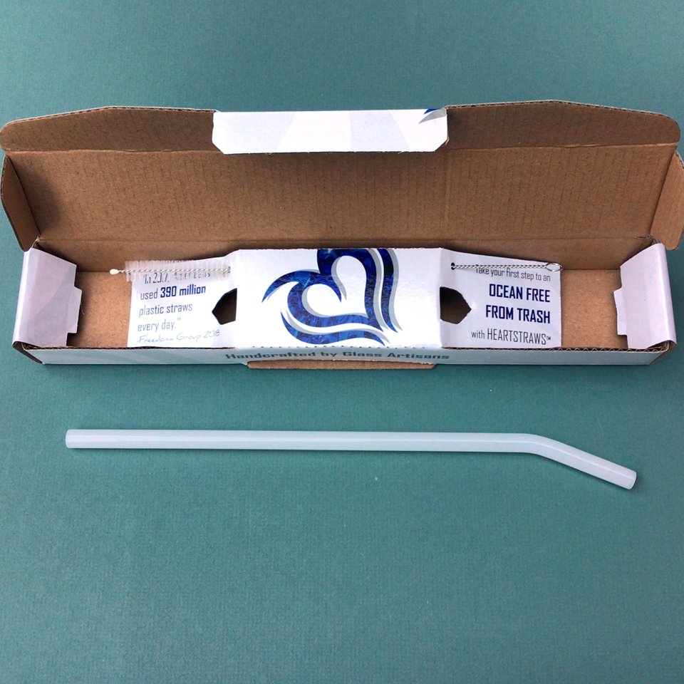 Creative Heart Straw - Glass Straw - Reusable Eco Friendly from Apollo Box