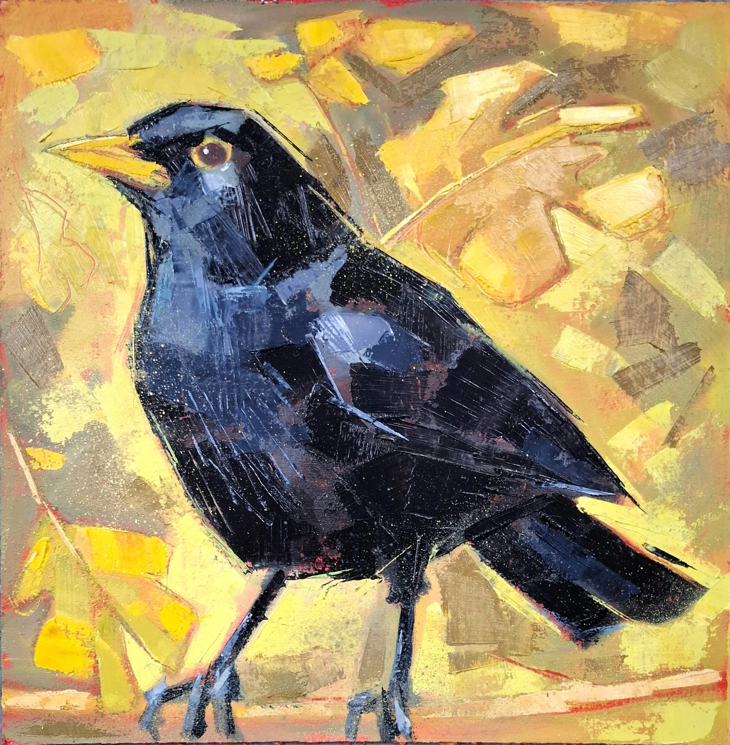 Blackbird and Oak Leaves
