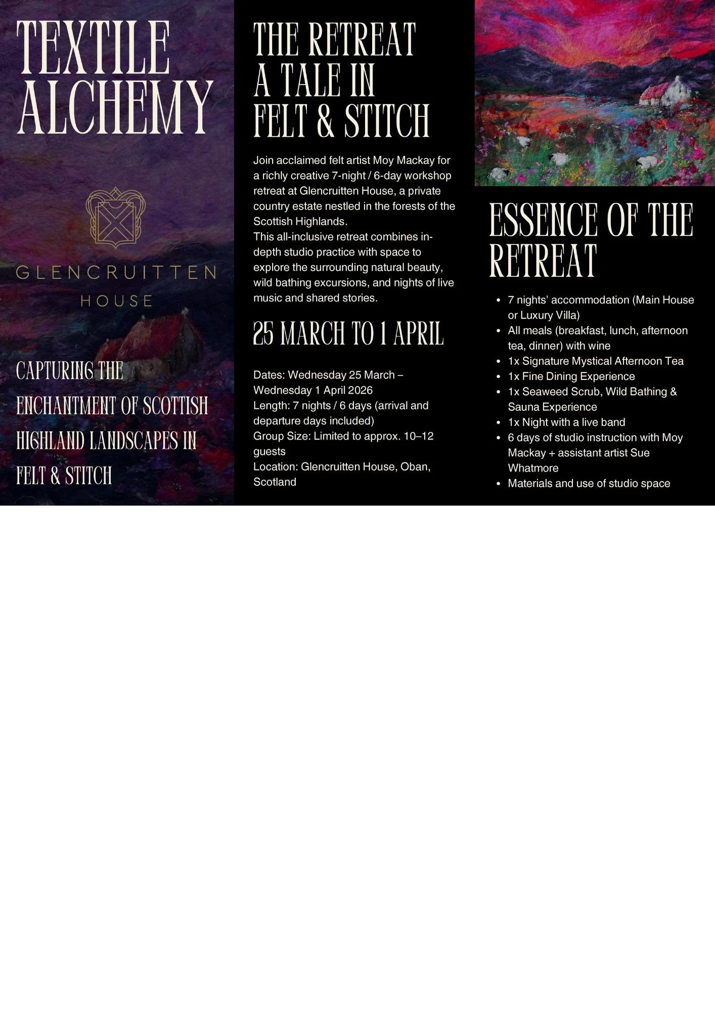 2026 March - Scottish Highlands LUXURY Retreat -  25th March -1st April 2026  (from £5784:  £2200 booking deposit)