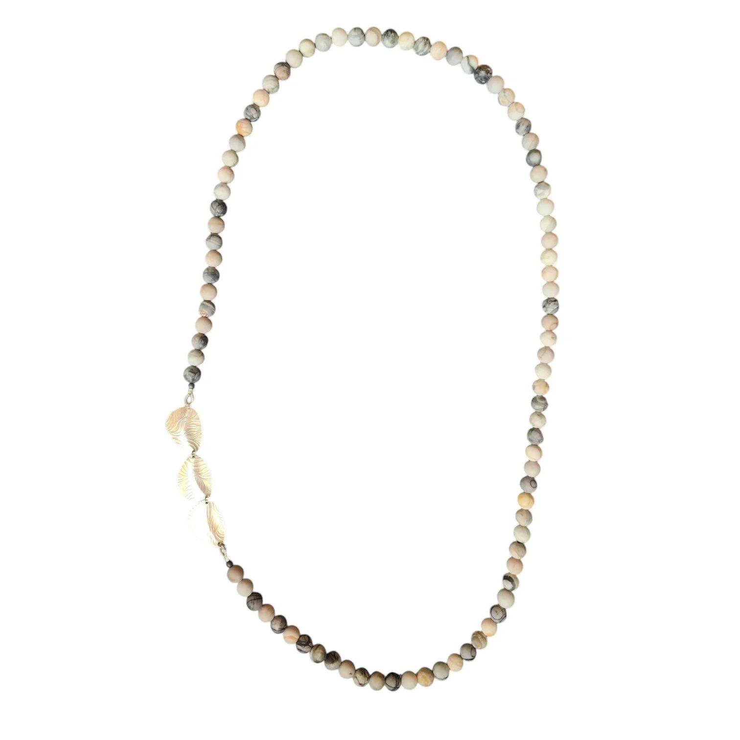 Three Etched Silver with Picasso Jasper Necklace