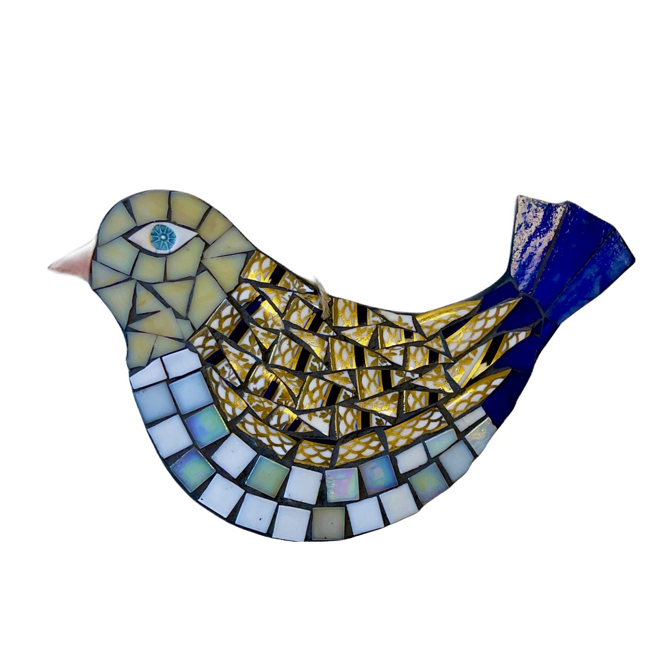 Gold and Navy Tail Mosaic Bird