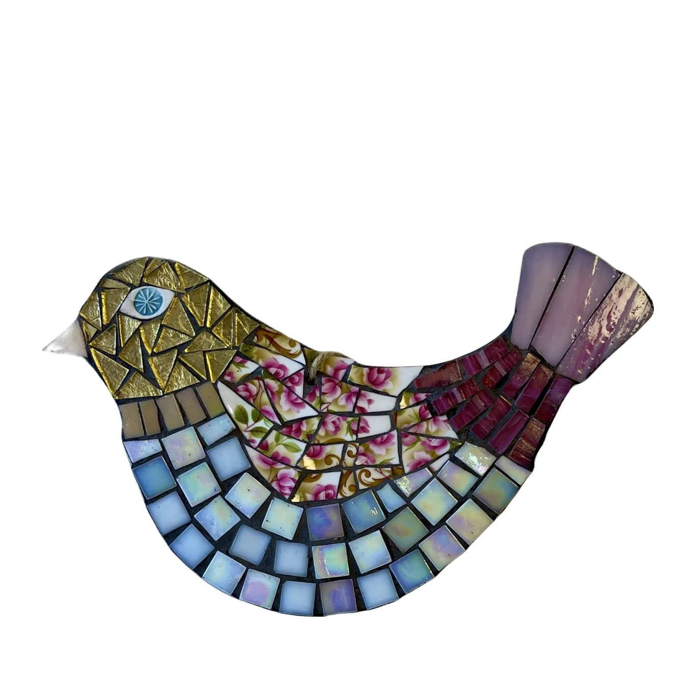 Pink Rose Foil Mosaic Bird
