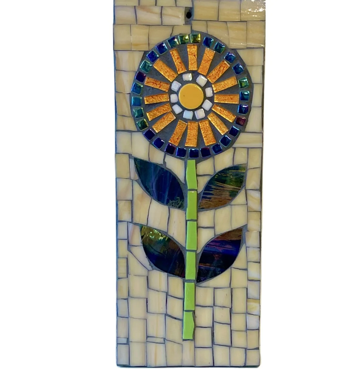Iridescent Glass Flower Mosaic Panel