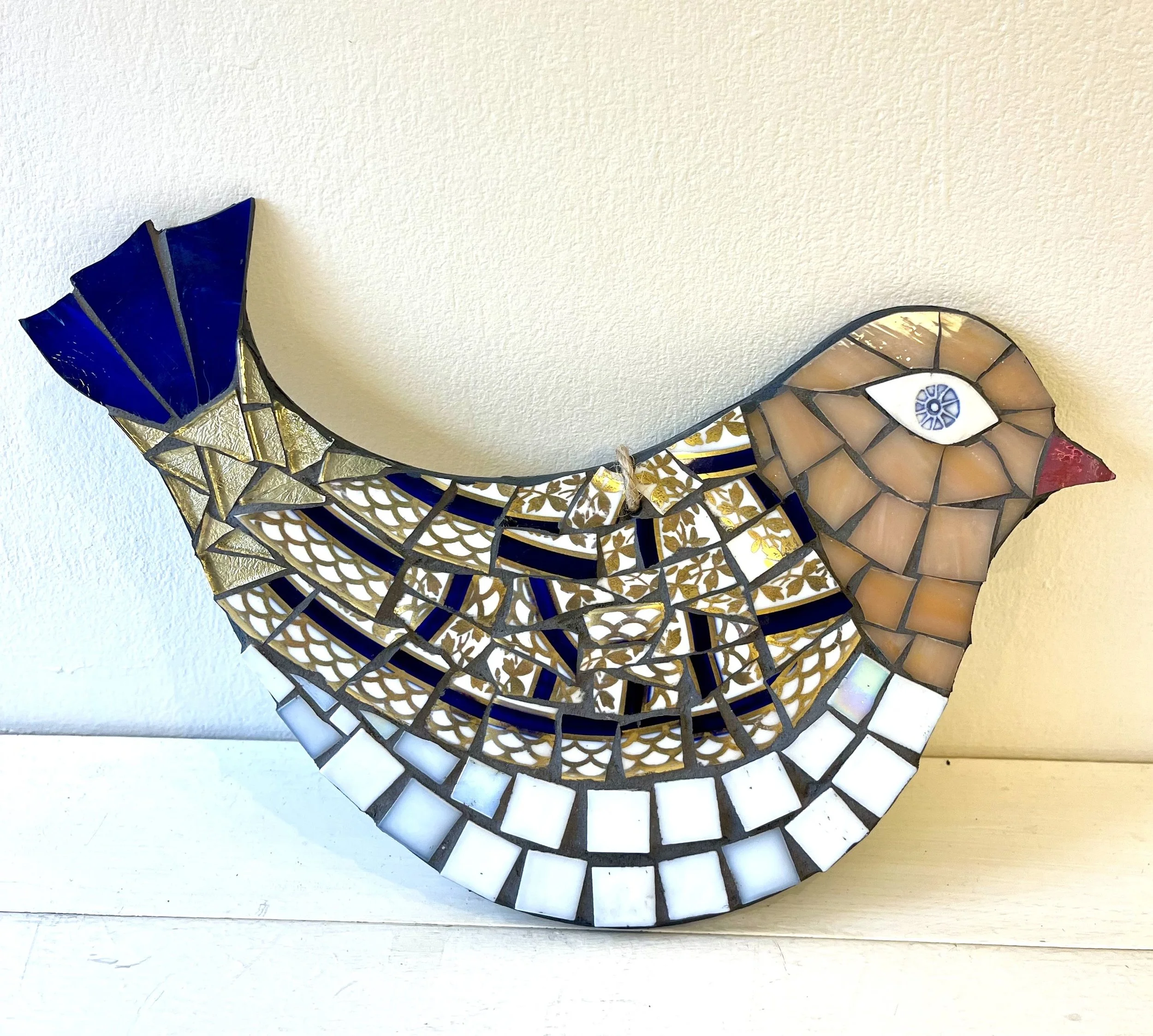 Gold Blue Bird Foil Mosaic Bird