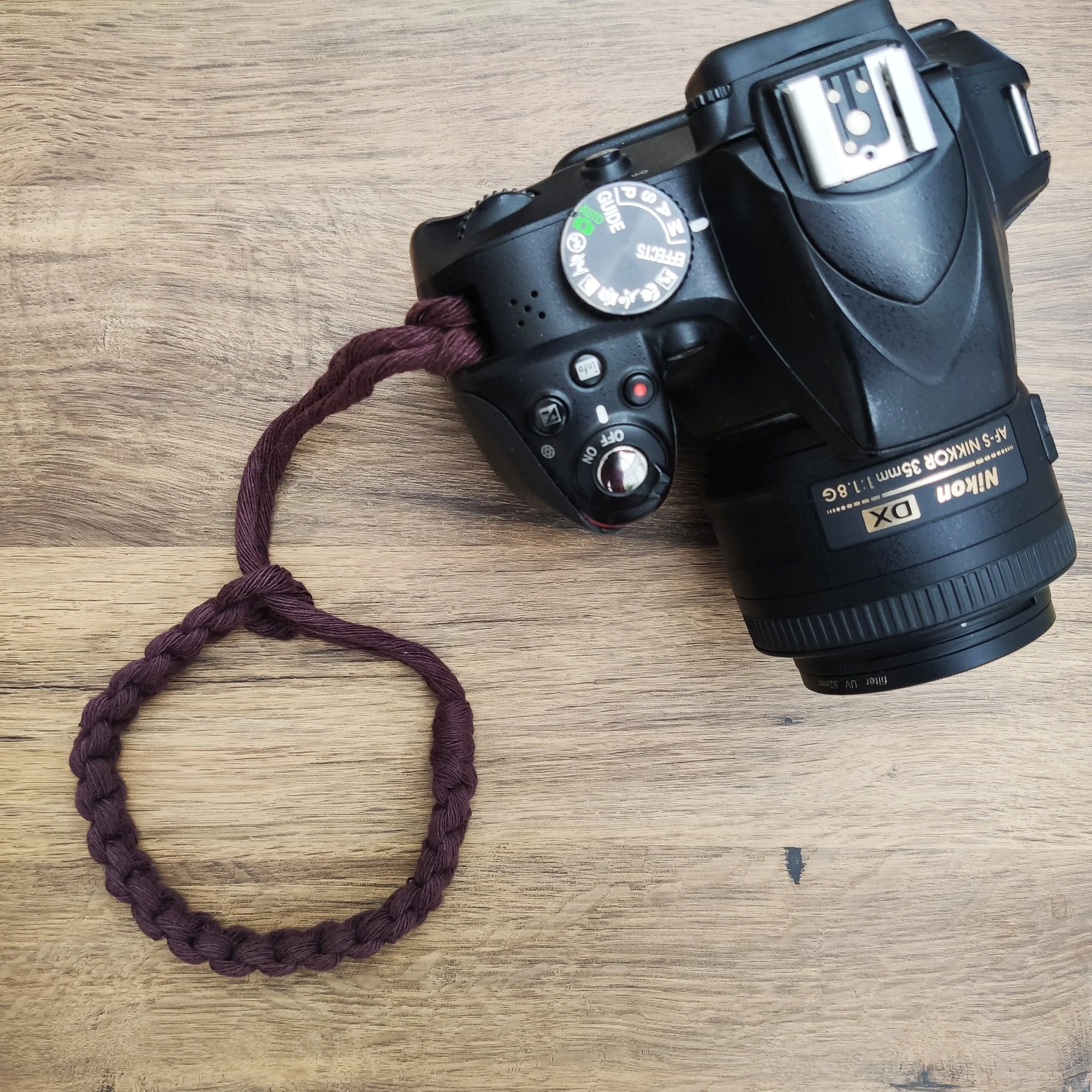 dark purple Macrame Camera Wrist Strap