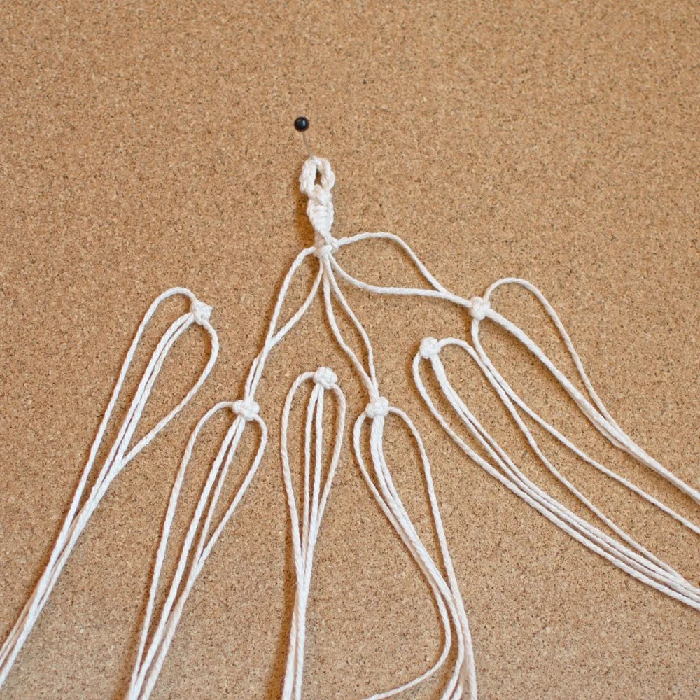 macrame car charm tutorial step