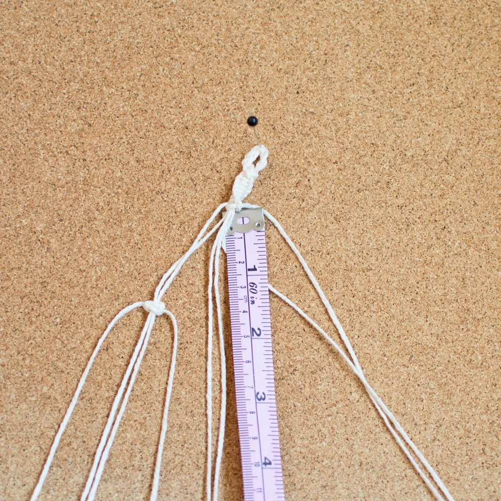 macrame car charm tutorial step