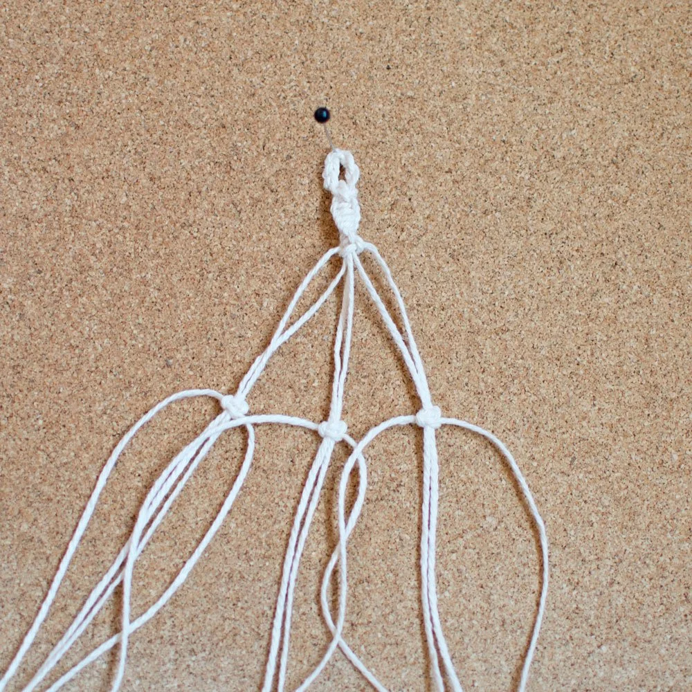 macrame car charm tutorial step