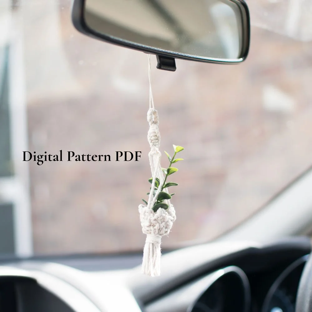 Mini Macrame Car Charm PDF Pattern