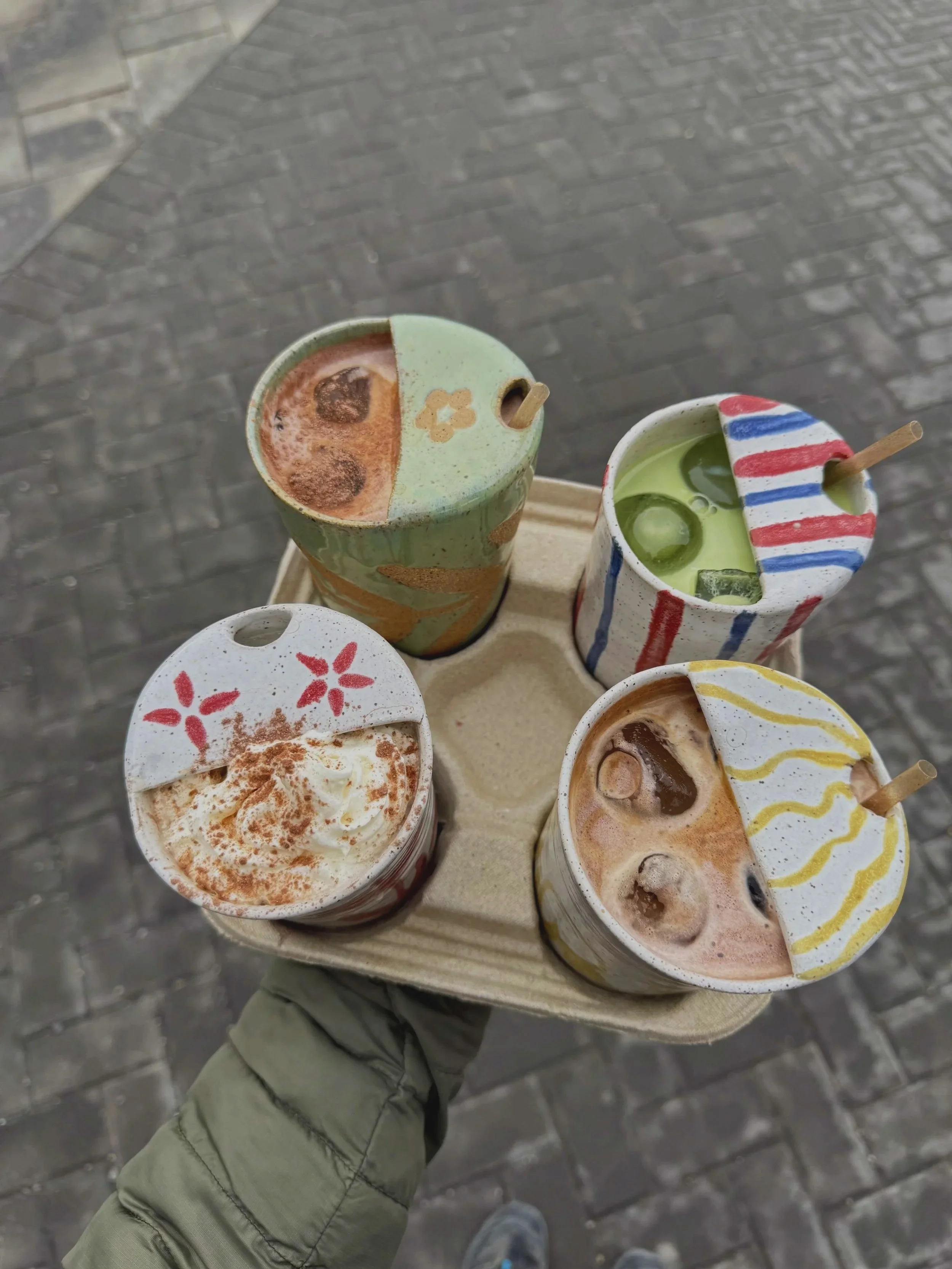 Handmade pottery to go cups local to Calgary.