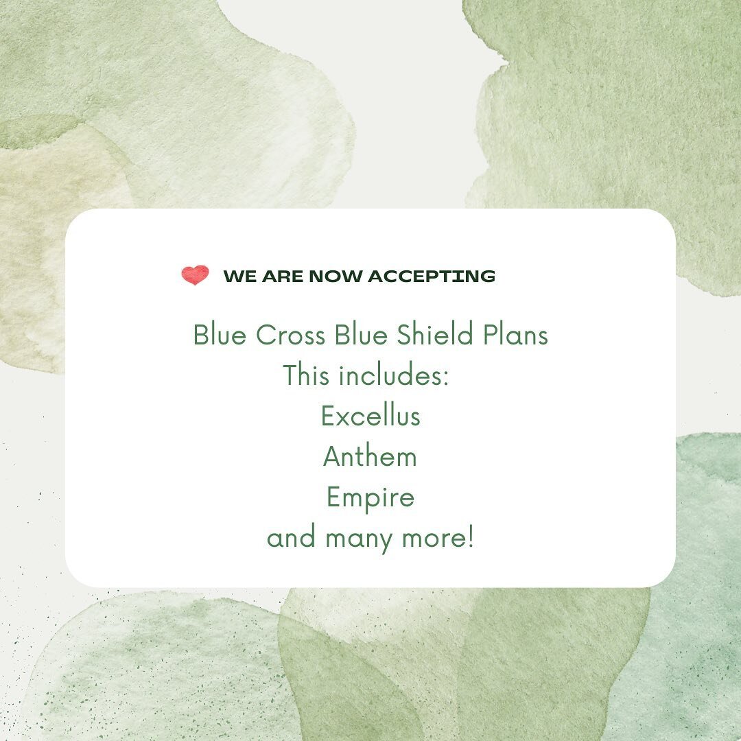 We&rsquo;re constantly putting in work to make therapy as accesible as possible. 

This includes dealing with your insurance so you don&rsquo;t have to pay for services out of pocket. We are now accepting  Blue Cross Blue Shield plans.

You can go on