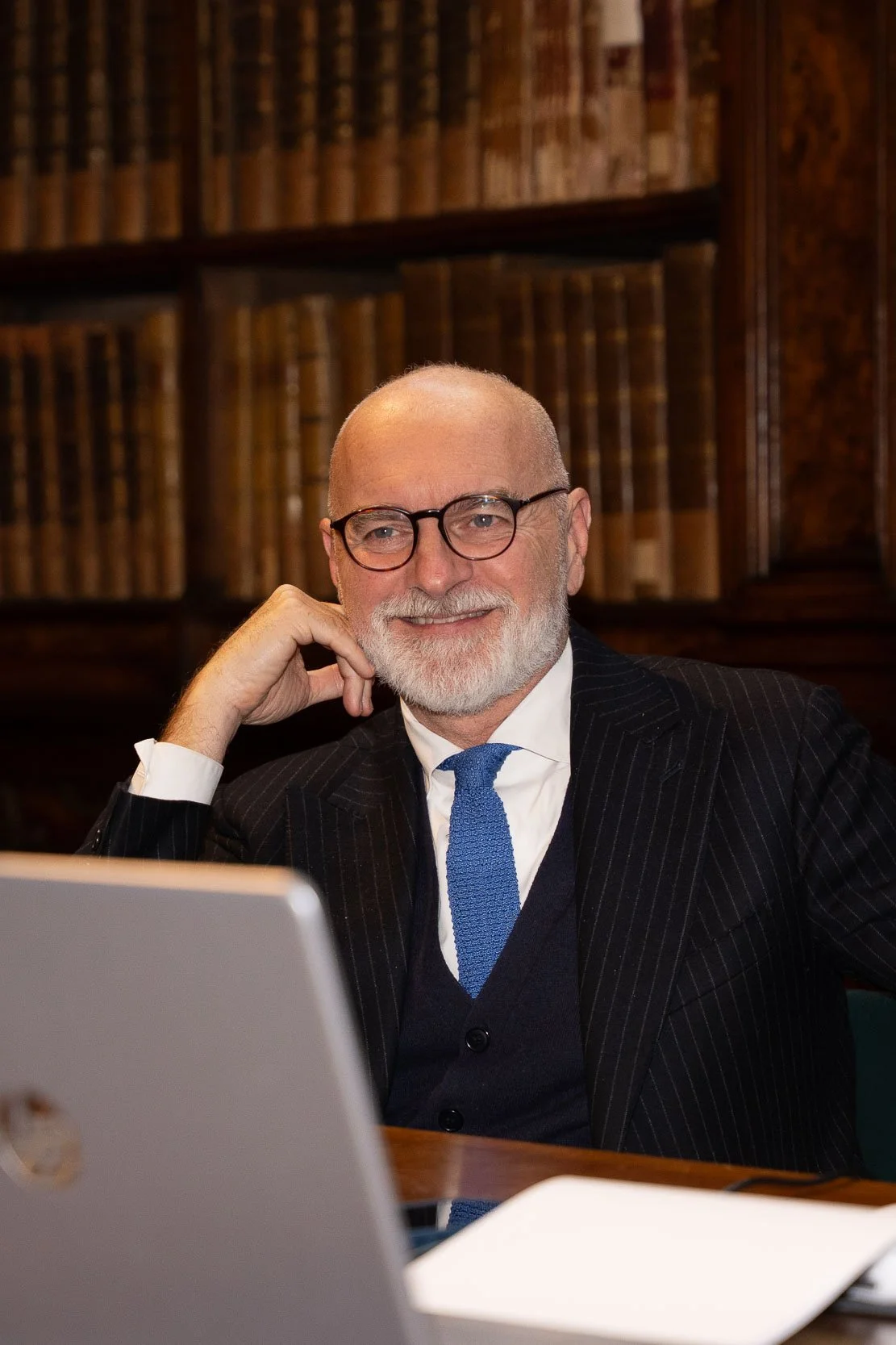 Relatore al computer durante l’evento Chora V2 nella Biblioteca Braidense a Milano