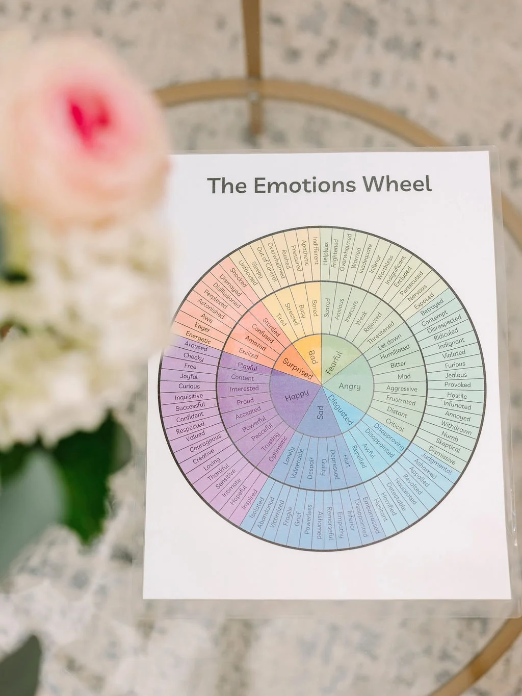 emotions wheel; ketamine assisted therapy in Oakland; EMDR + Ketamine Therapy